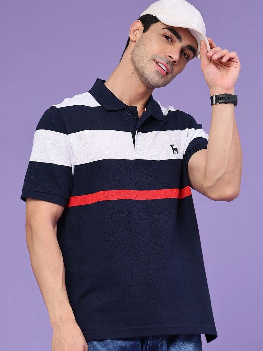LIMEROAD Men Striped Polo Collar T-shirt - view 1