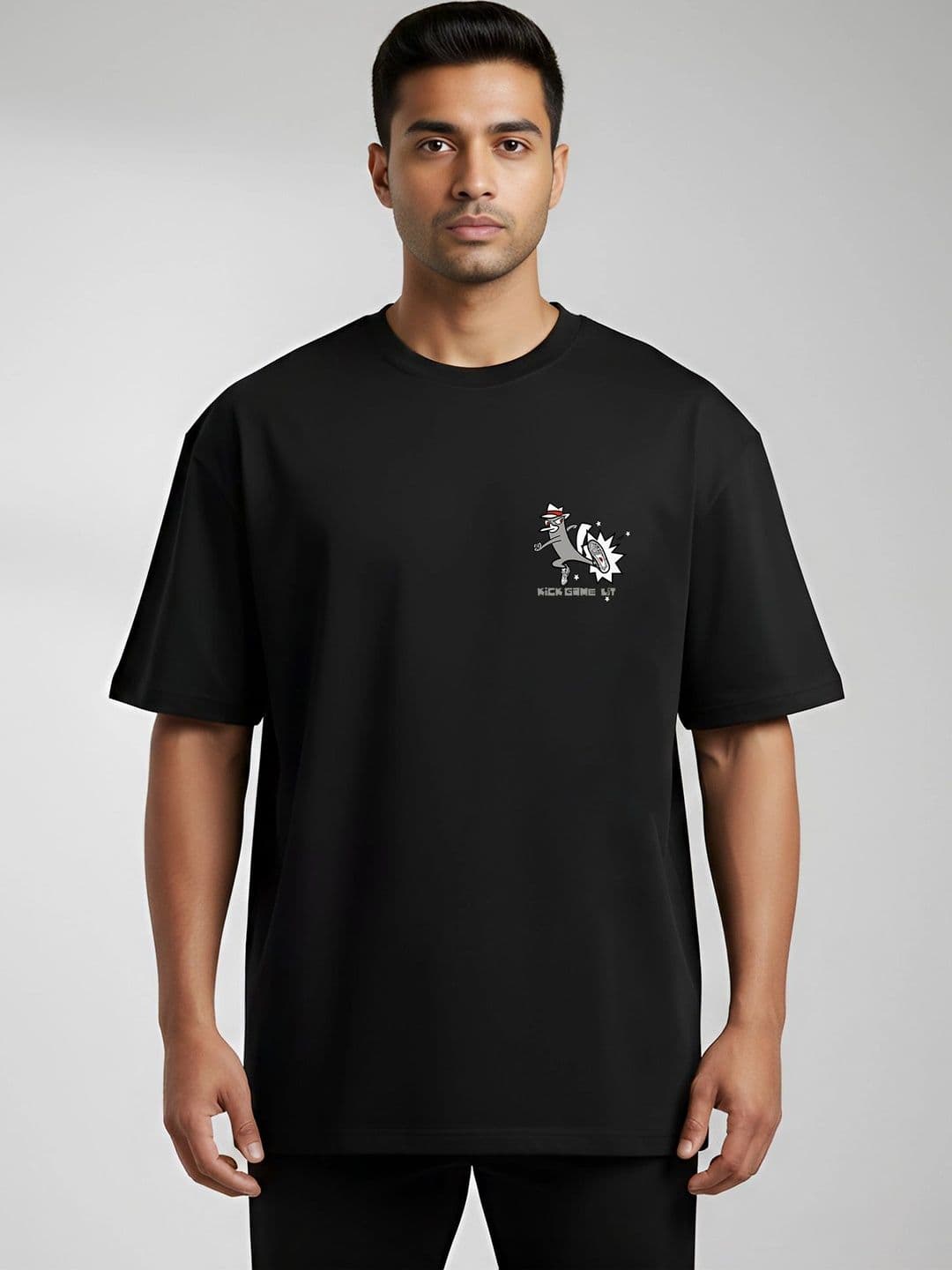 Black Pigeon Black Graphic Oversized T-shirt with Drop-Shoulder Sleeves - view 1