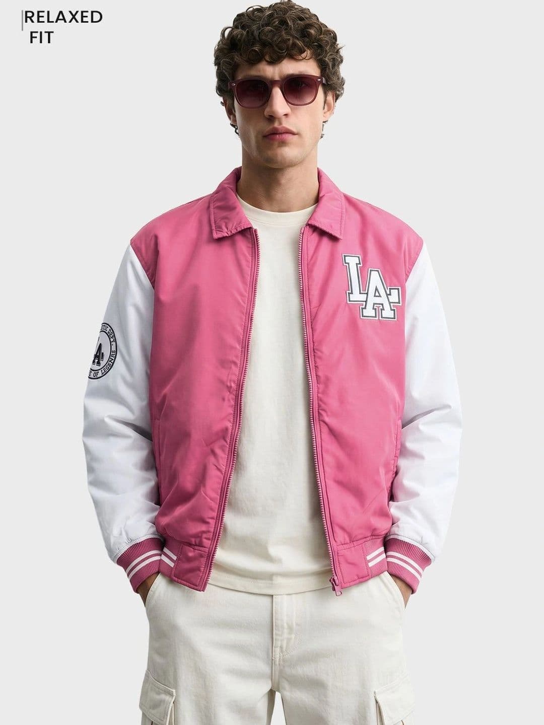 The Indian Garage Co Men Colourblocked Varsity Jacket - view 1