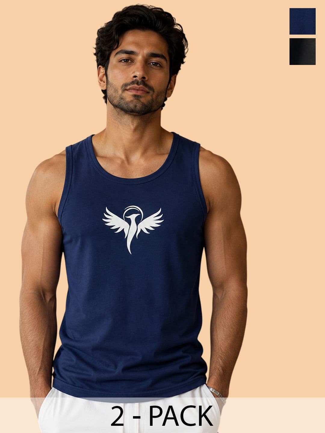 Dollar Pack of 2 Printed Cotton Tank Innerwear Vests - view 1