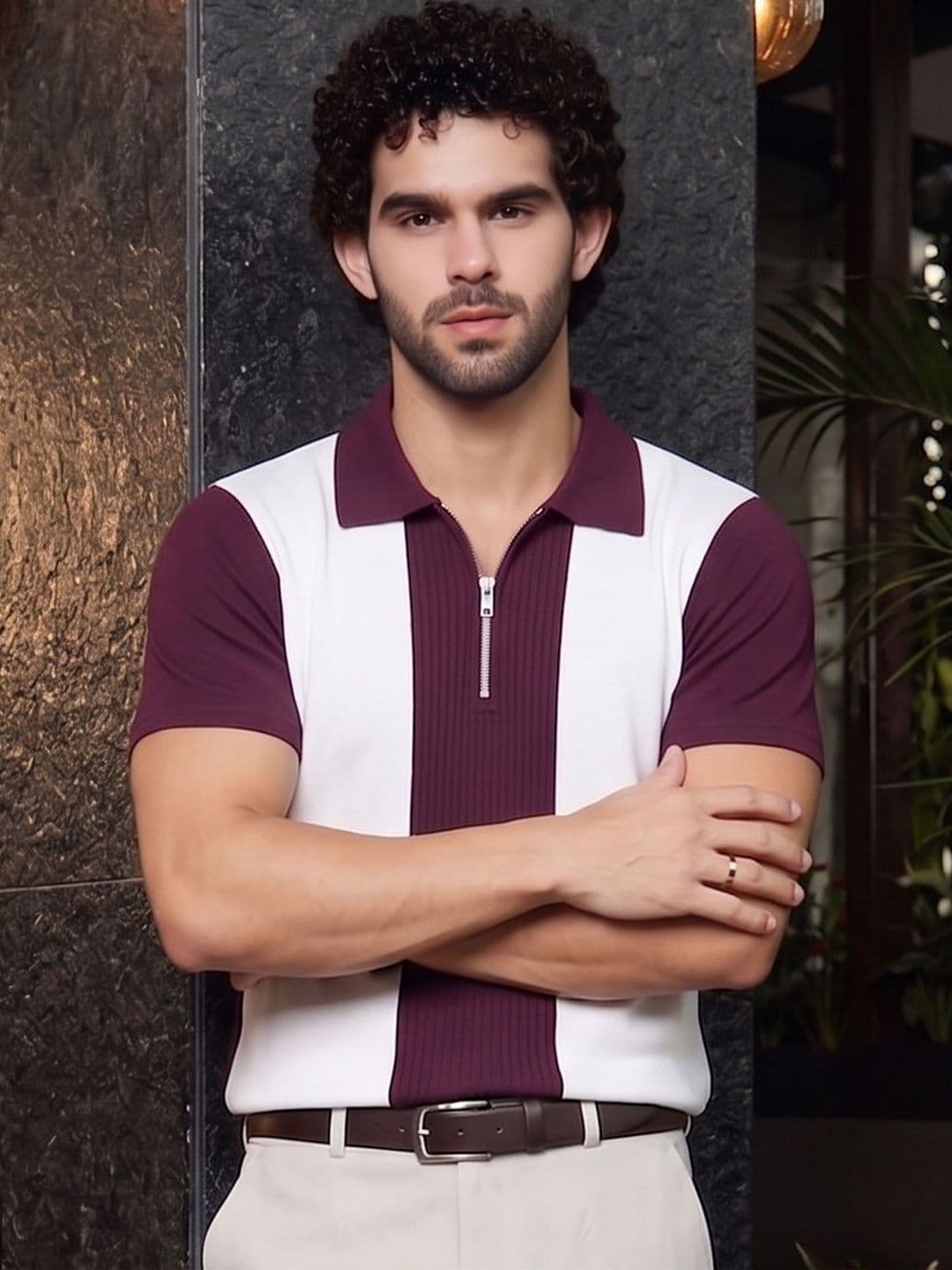 AUSK Men Colourblocked Polo Collar T-shirt - view 1