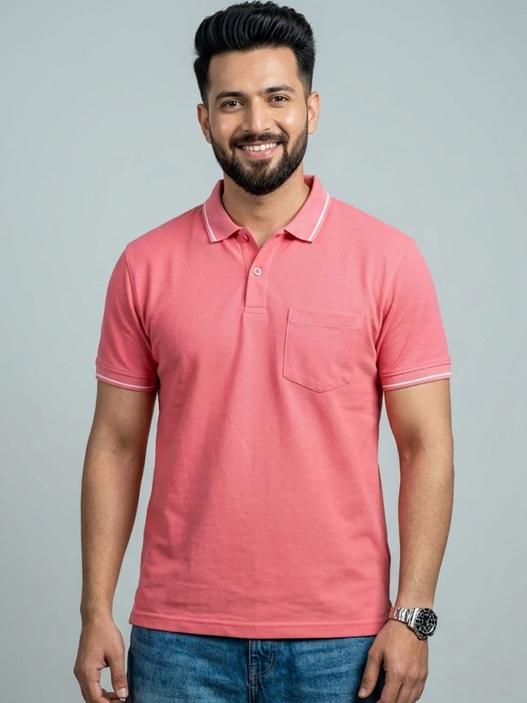 XFOX Men Polo Collar Pockets T-shirt - view 1