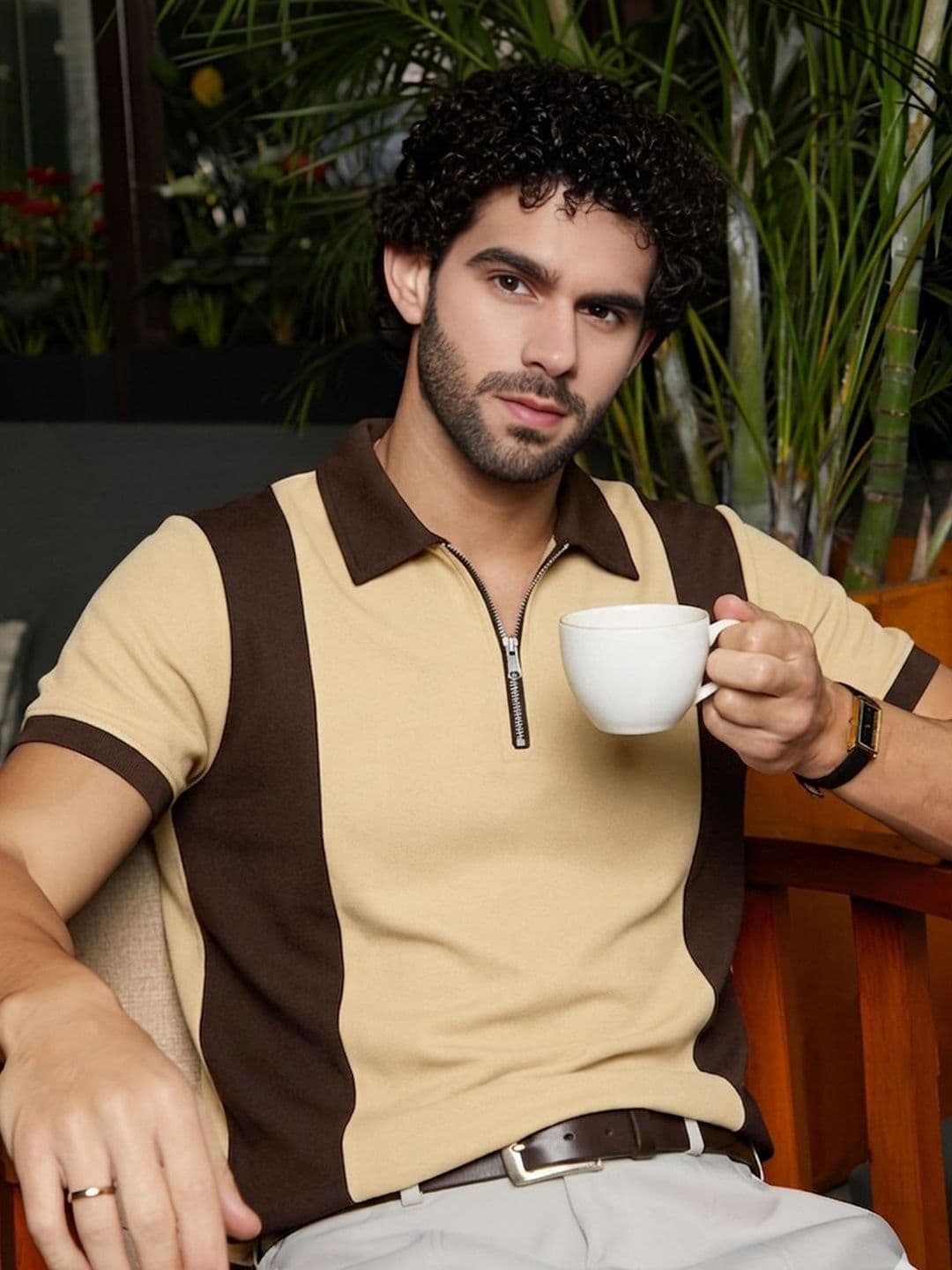 THE BEETEL HOUSE Men Colourblocked Polo Collar T-shirt - view 1