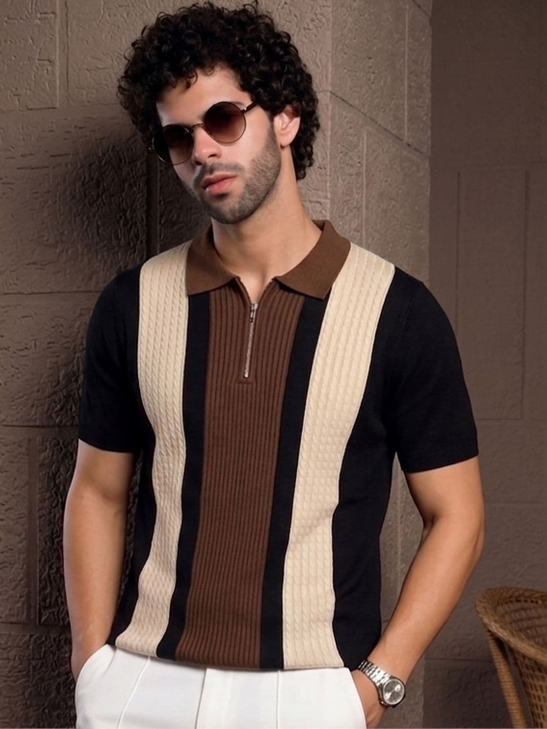 ENITOR Men Colourblocked Polo Collar T-shirt - view 1