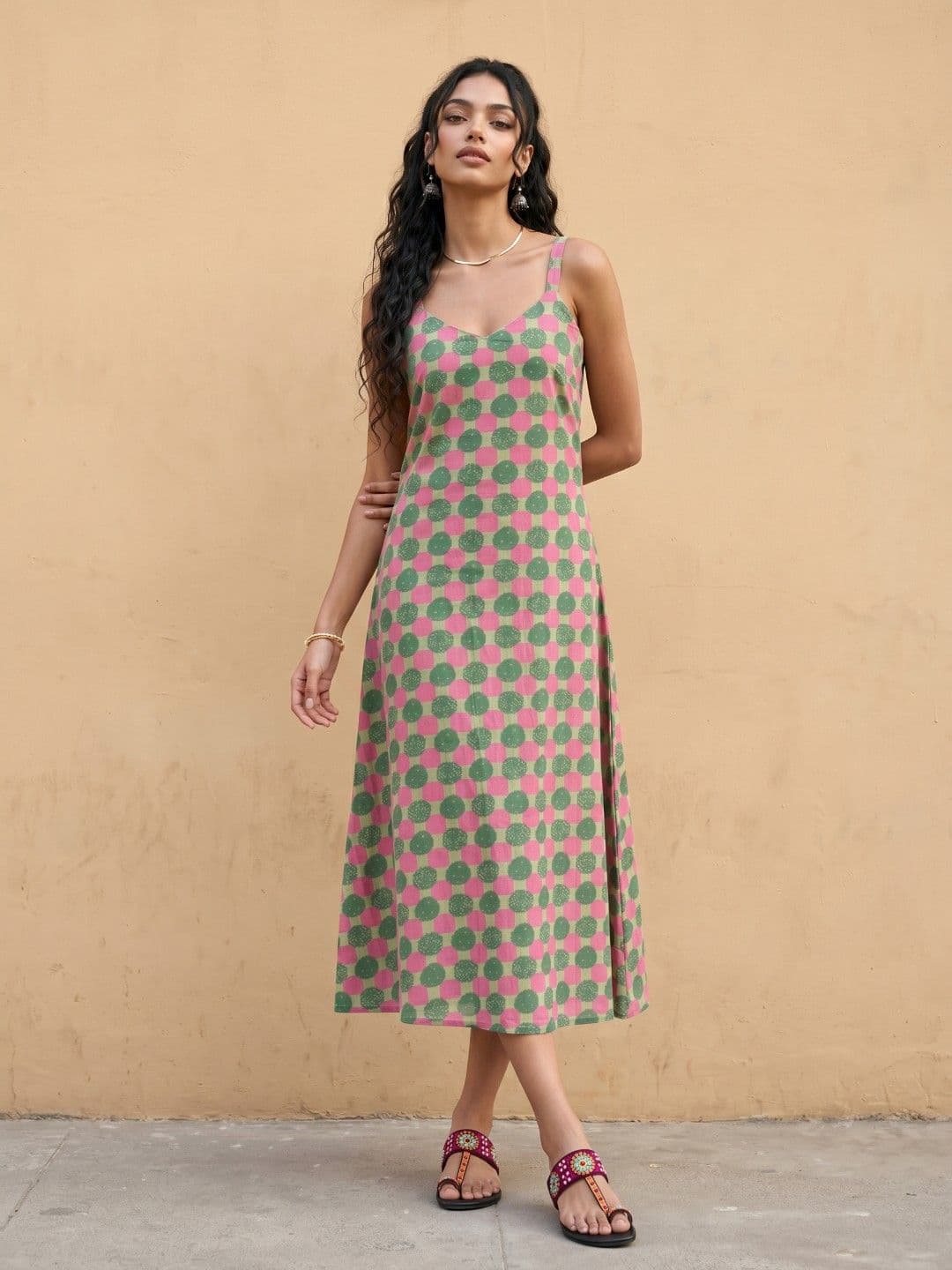 fusion by glitchez Pure Cotton Geometric Printed A-Line Maxi Dress - view 1