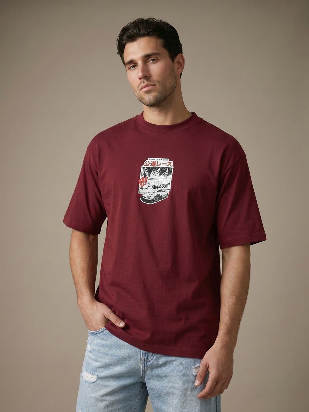 glitchez Graphic Printed Drop-Shoulder Relaxed Fit Tshirt - view 1