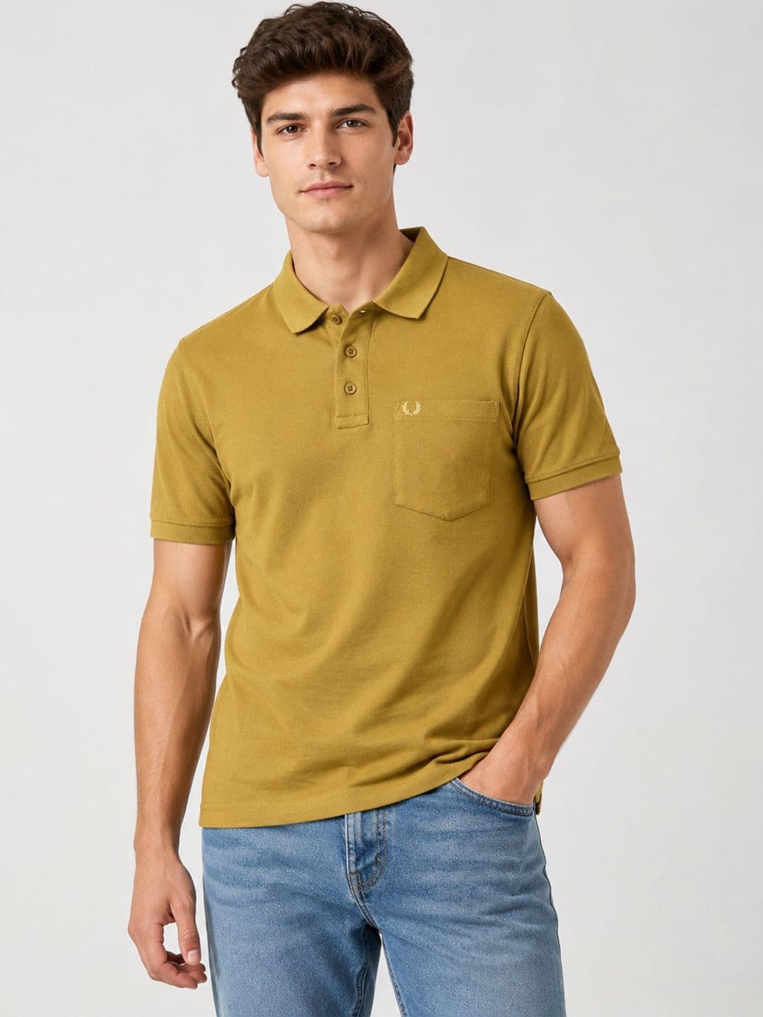 UNEX Men Brand Logo Polo Collar Pockets T-shirt - view 1