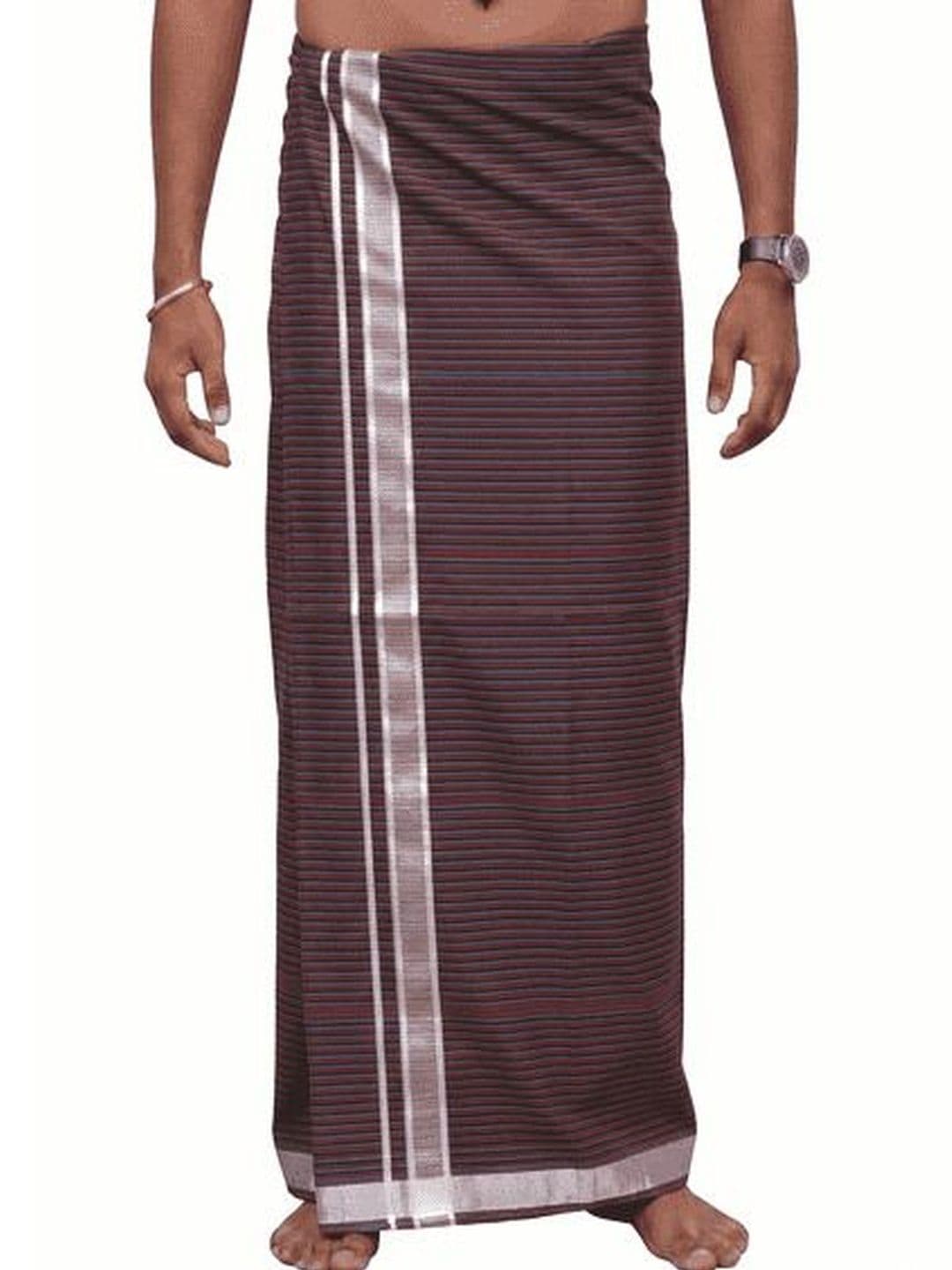 Hornbill Enterprises Men Striped Cotton Blend Dhoti Dhotis - view 1