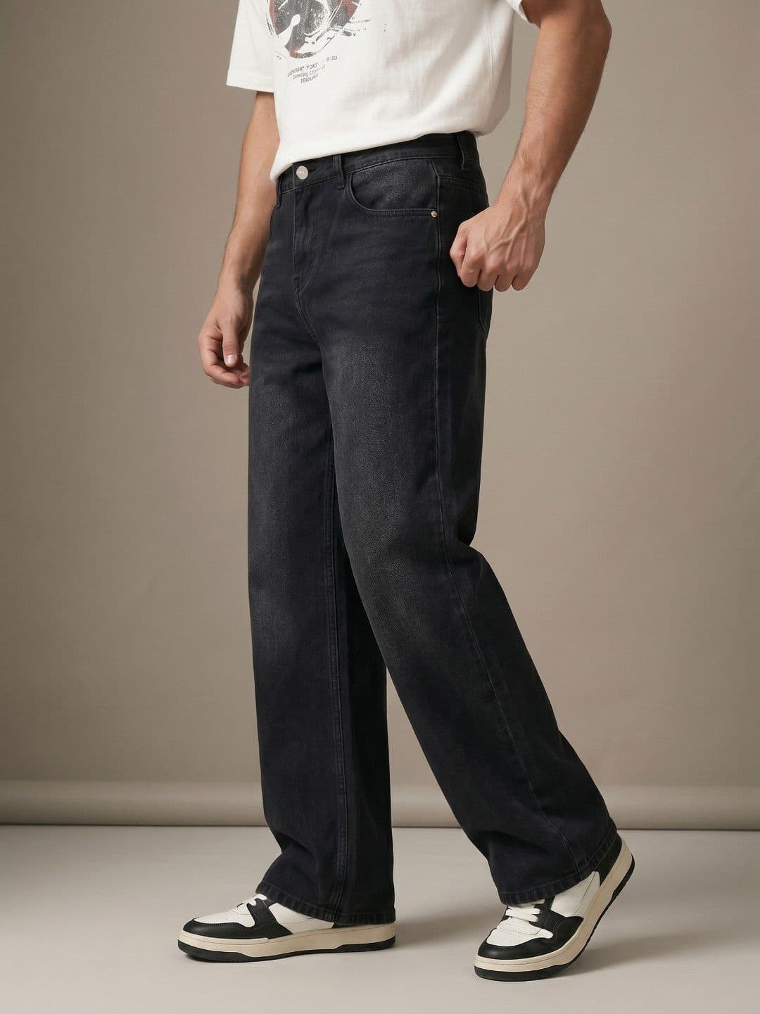 glitchez Men Loose Bootcut Fit Stretchable Jeans - view 1