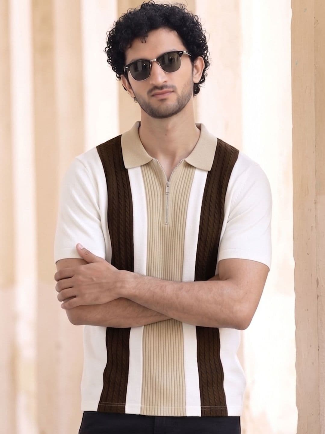 THE BEETEL HOUSE Men Colourblocked Polo Collar T-shirt - view 1