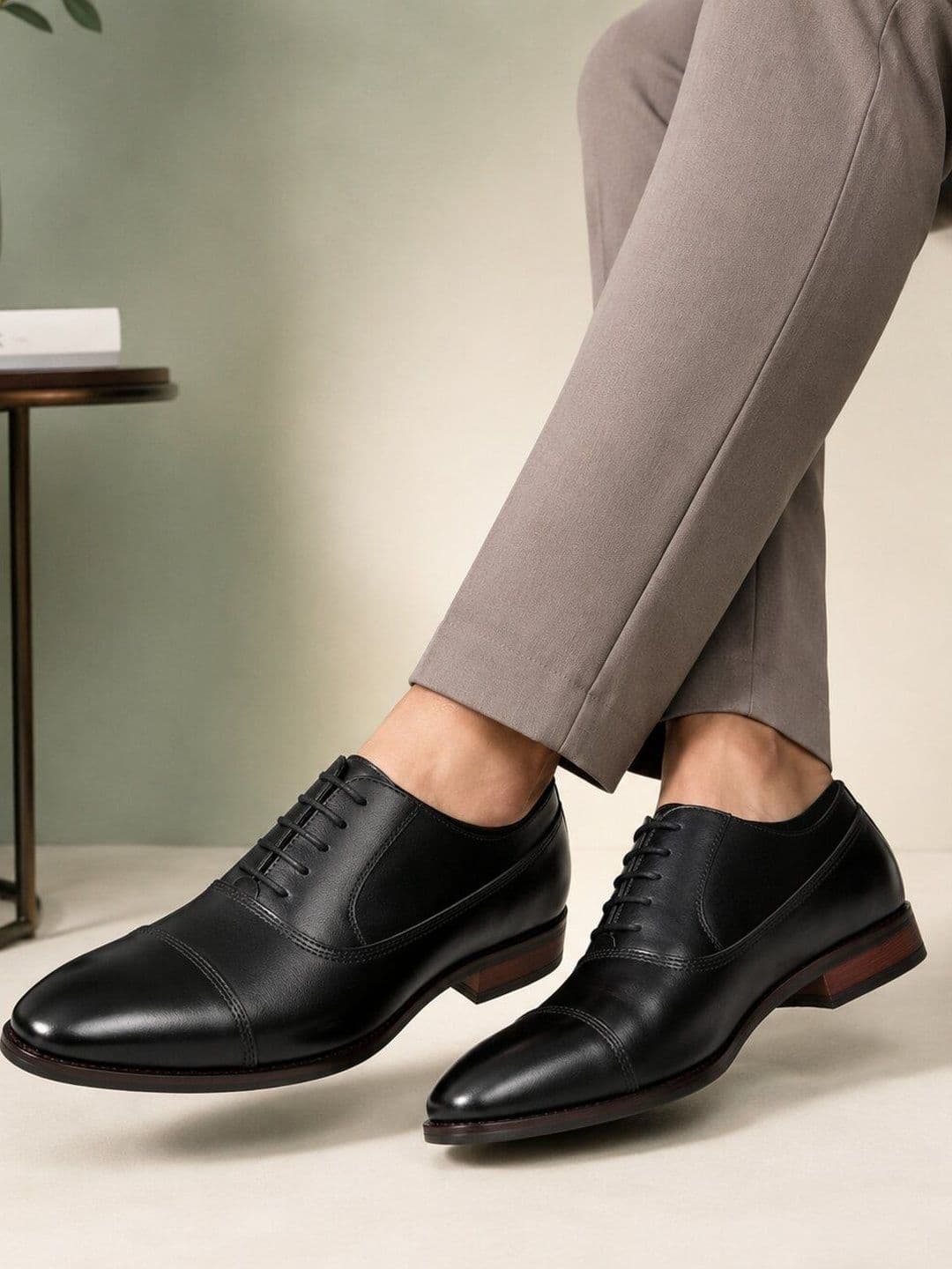 San Frissco Men Black Solid Formal Wear Comfortable Laceup Derby Shoes - view 1