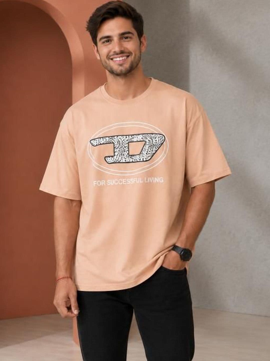UTCV Men Brand Logo Printed Drop-Shoulder Sleeves T-shirt - view 1