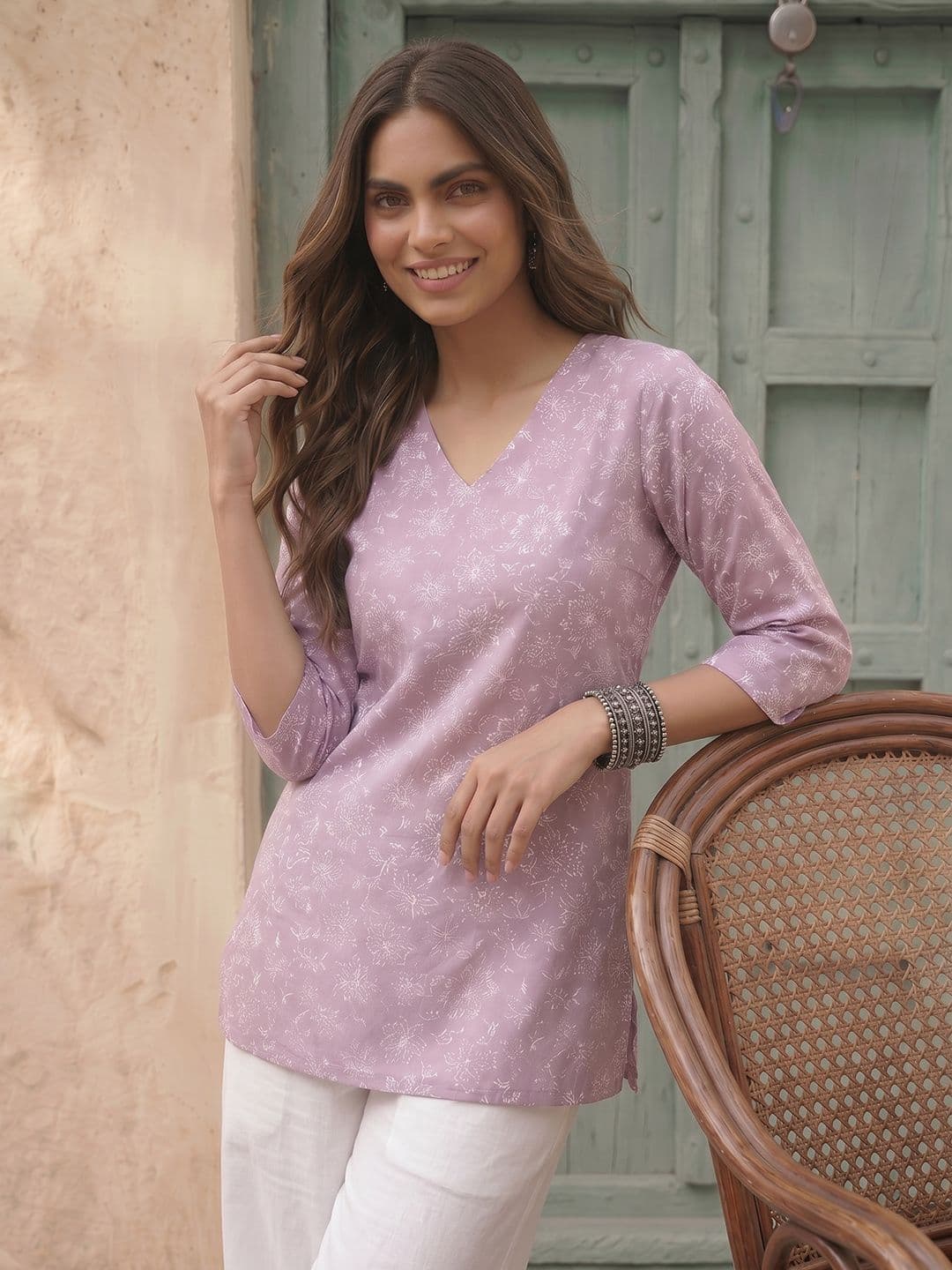 Anouk Floral Printed Pure Cotton Kurti - view 1