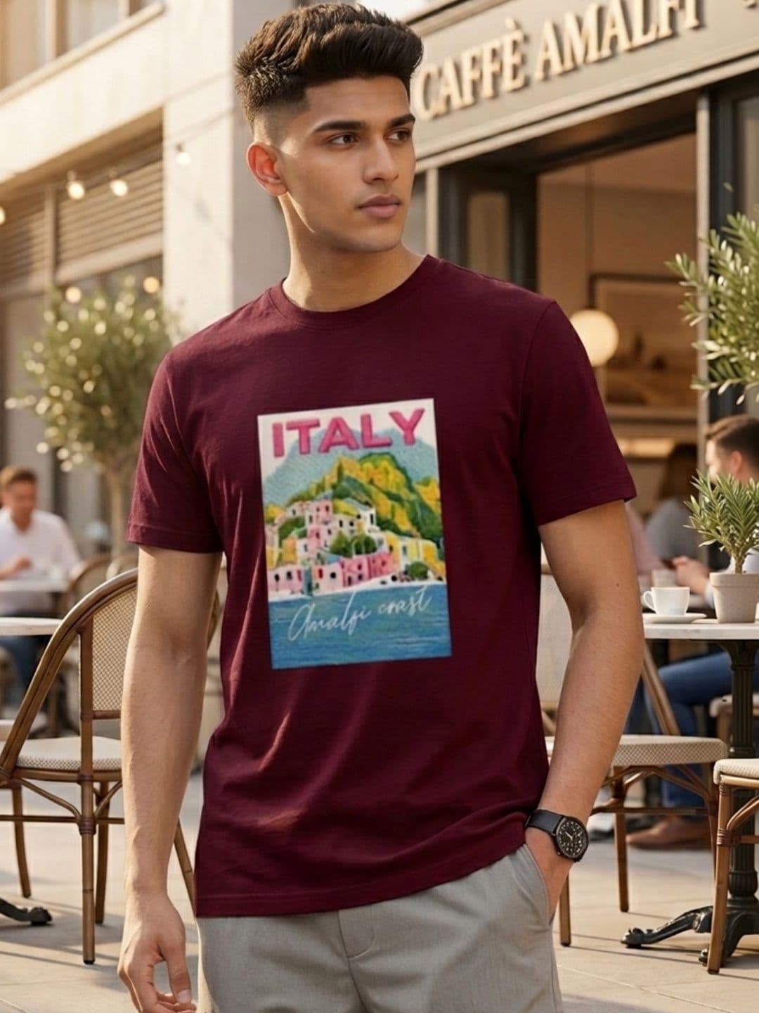 Rigo Graphic Printed Round Neck Cotton T-shirt - view 1