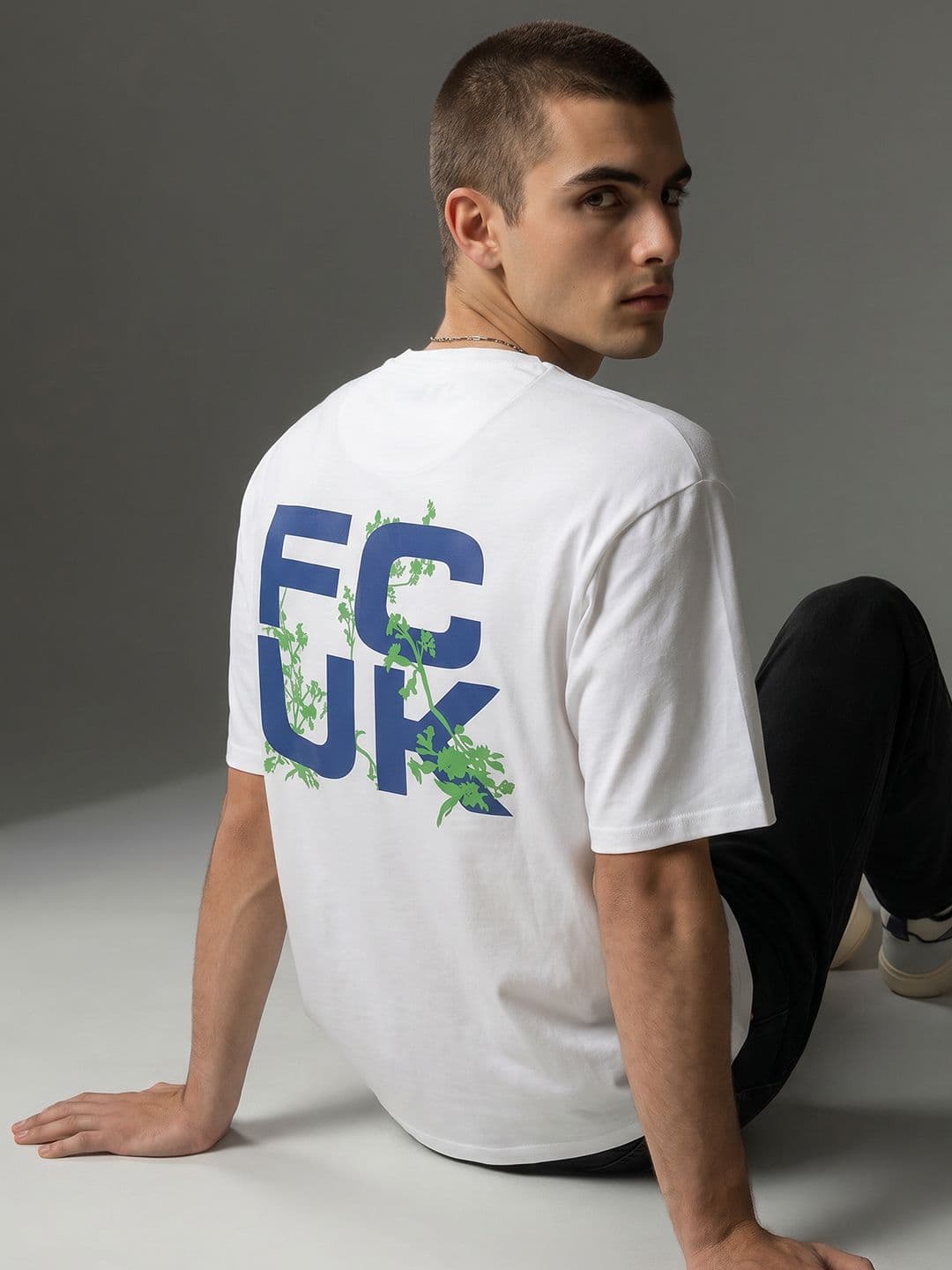 FCUK Relaxed Fit Typography Printed Pure Cotton T-shirt - view 1