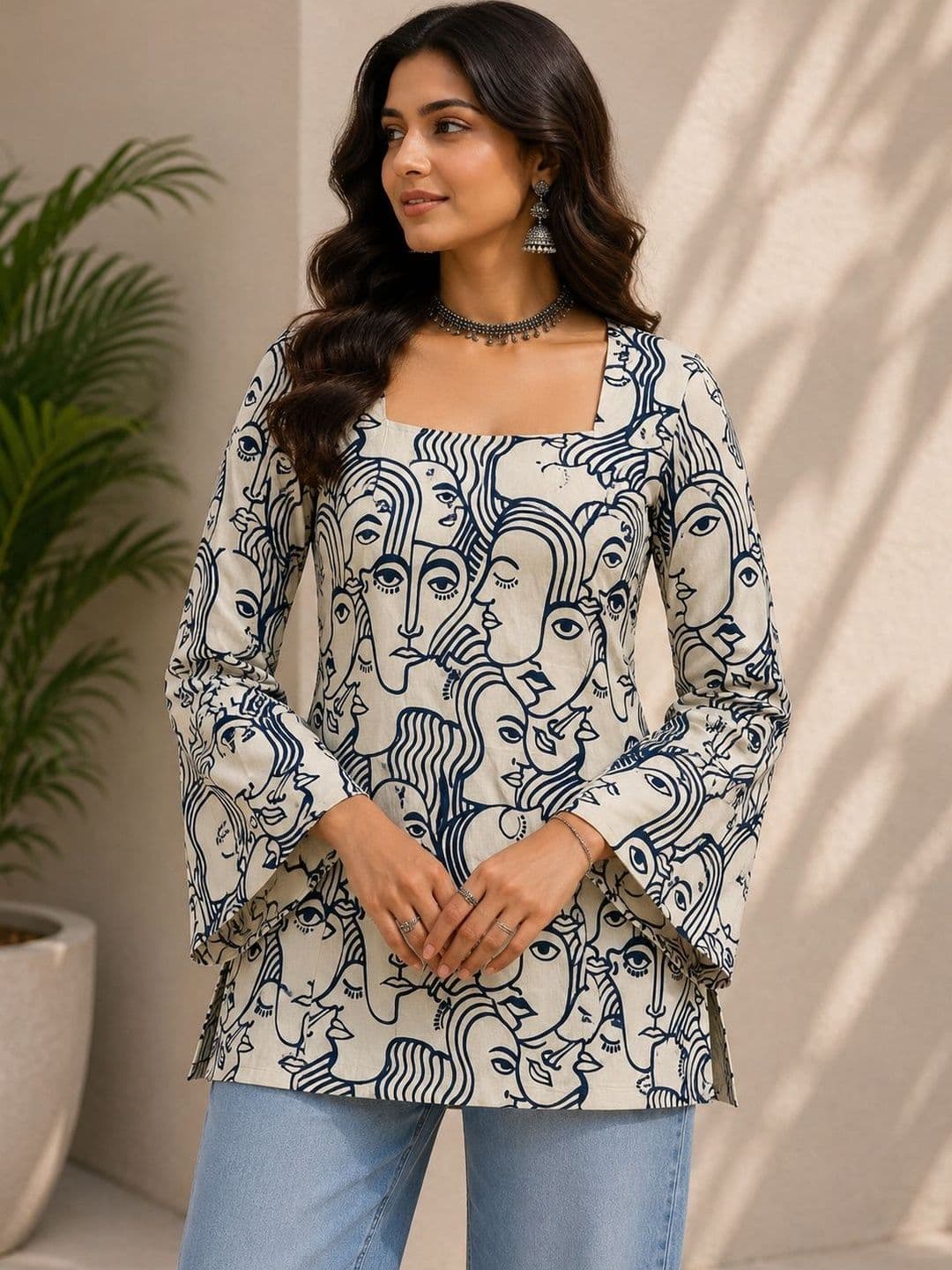KALINI Women Printed Bell Sleeves Kurta - view 1
