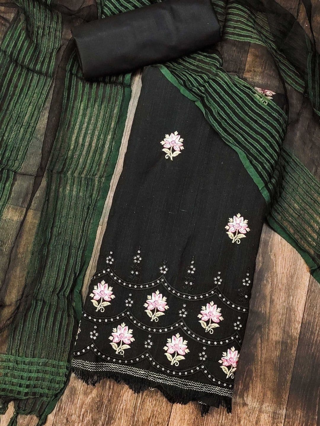 Dhaaga Ghar Embroidered Pure Cotton Unstitched Dress Material - view 1