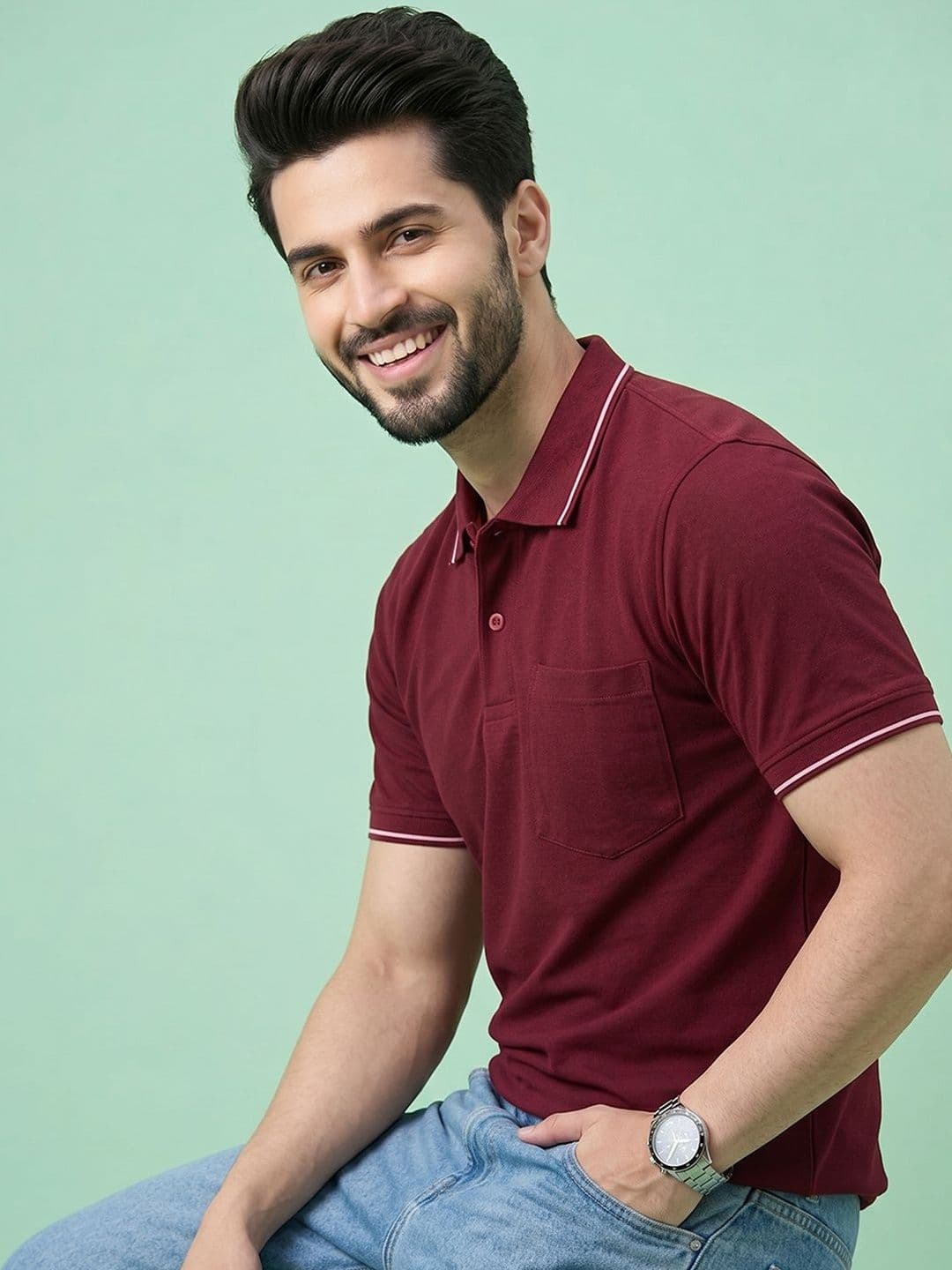 XFOX Men Polo Collar Pockets T-shirt - view 1