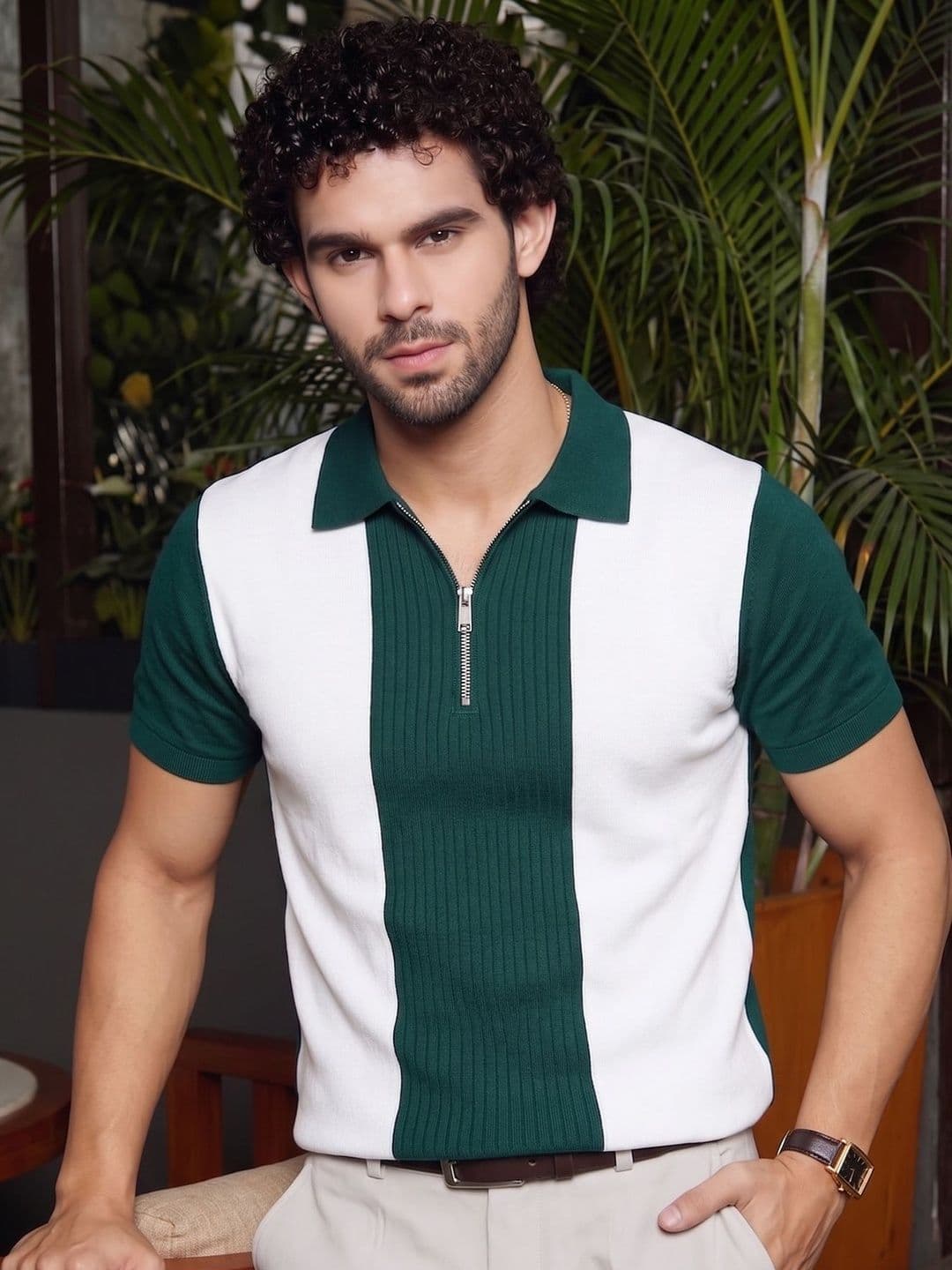 THE BEETEL HOUSE Men Colourblocked Polo Collar T-shirt - view 1