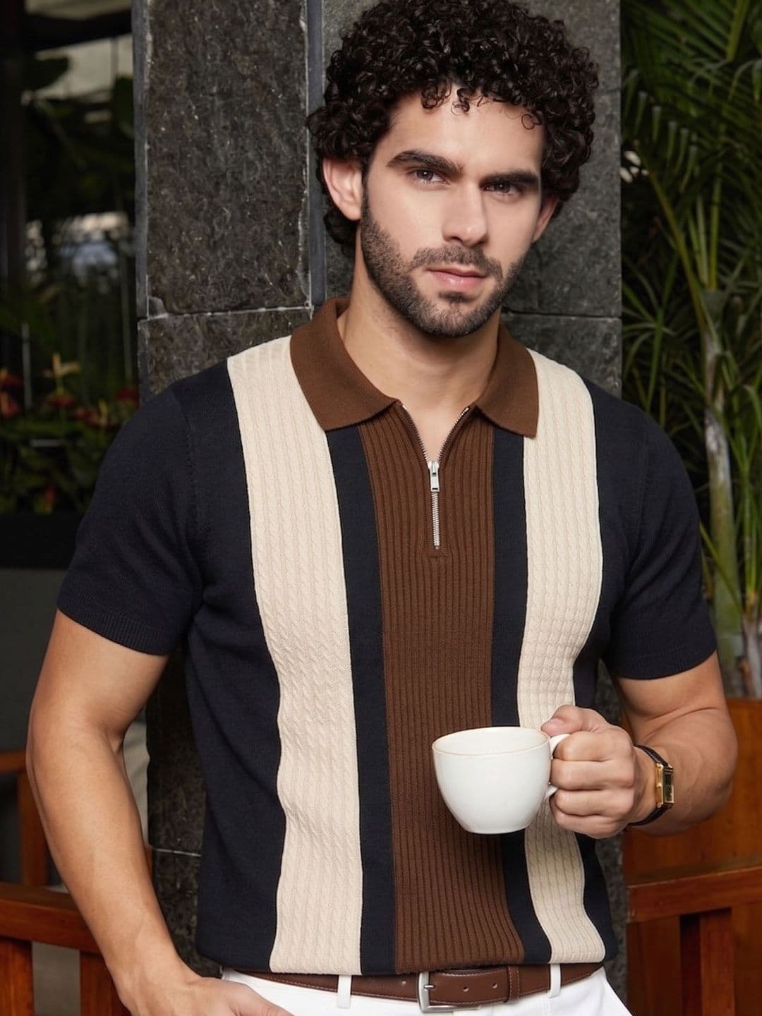 AUSK Men Colourblocked Polo Collar T-shirt - view 1