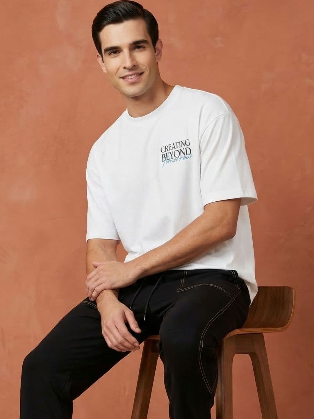 NOBERO Men Typography Printed Round Neck Cotton T-shirt - view 1