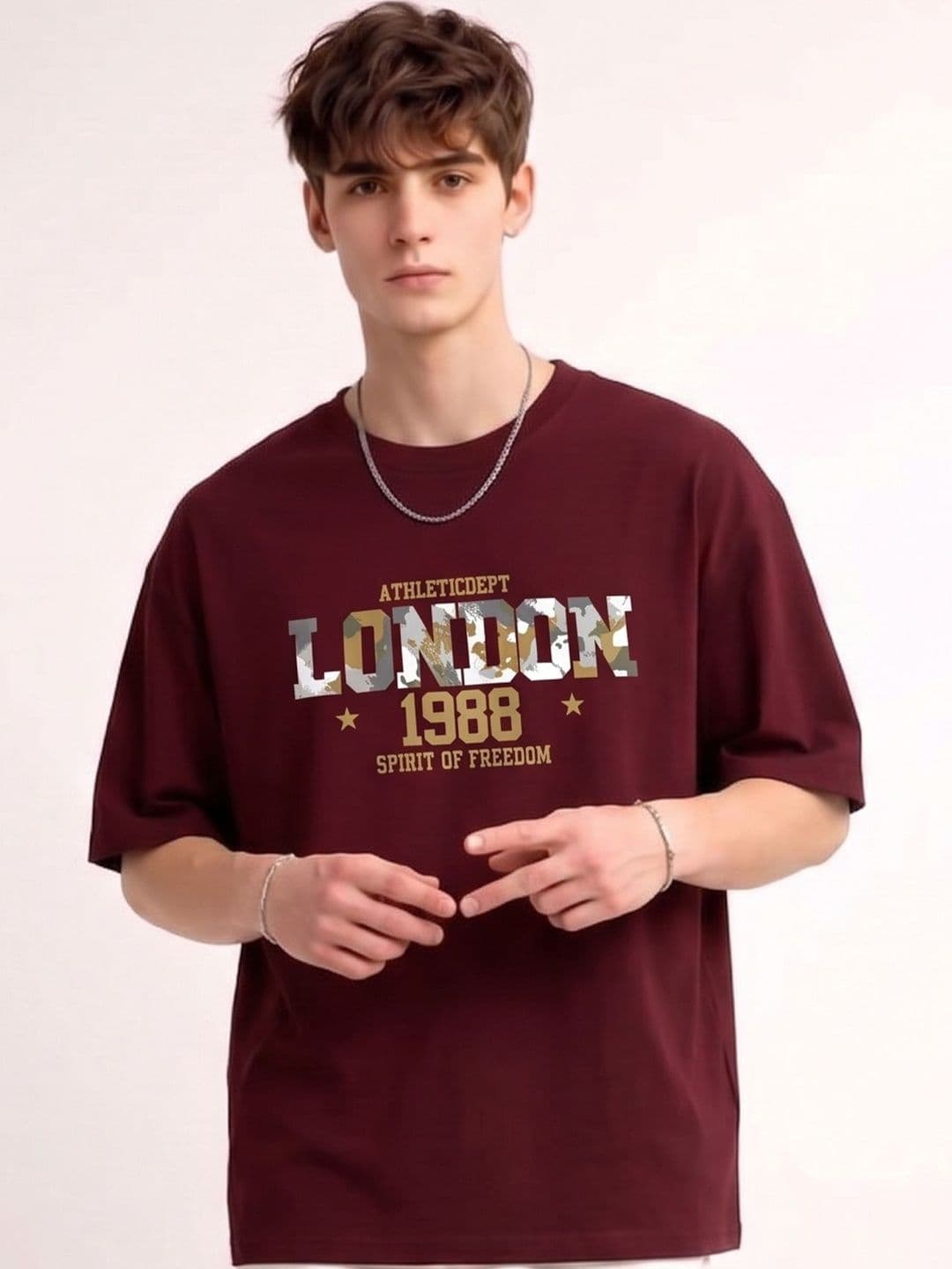 AUSK Men Typography Printed Drop-Shoulder Sleeves T-shirt - view 1
