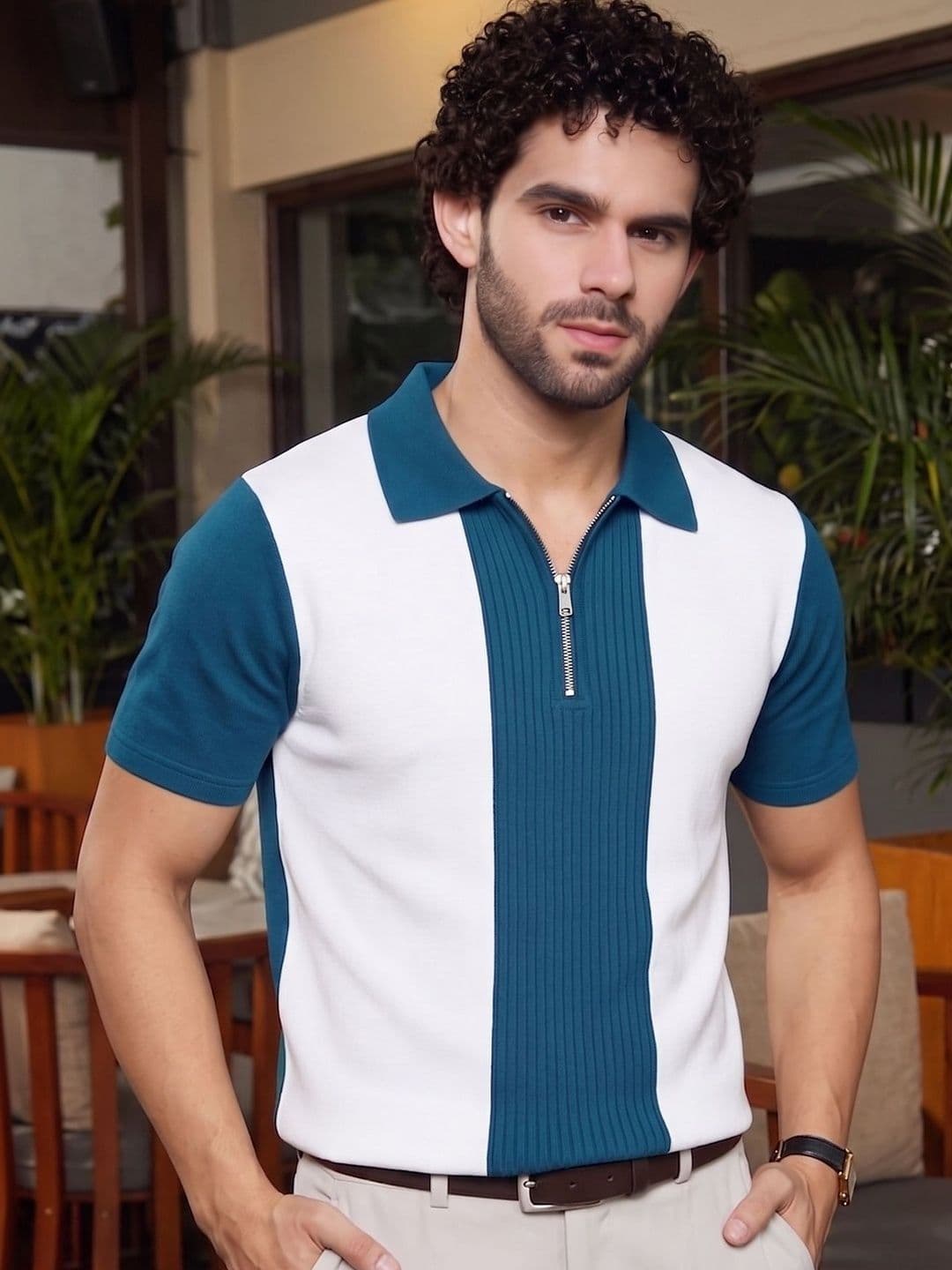 ENITOR Men Colourblocked Polo Collar T-shirt - view 1