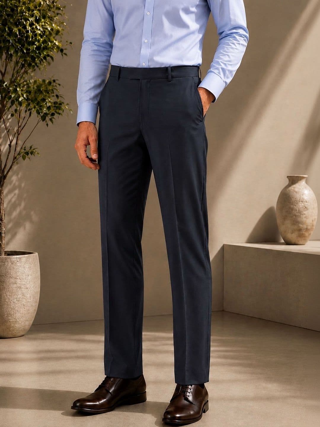Metronaut Men Mid-Rise Regular Fit Cotton Formal Trousers - view 1