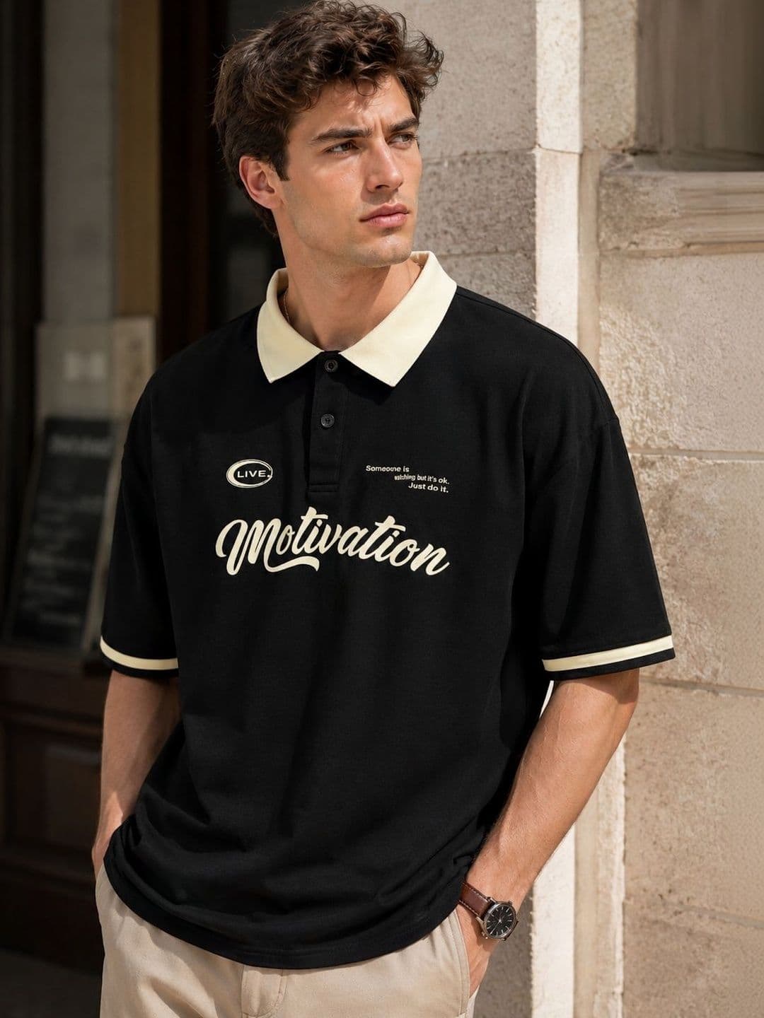 Moda Rapido Men Typography Printed Polo Collar Pockets T-shirt - view 1