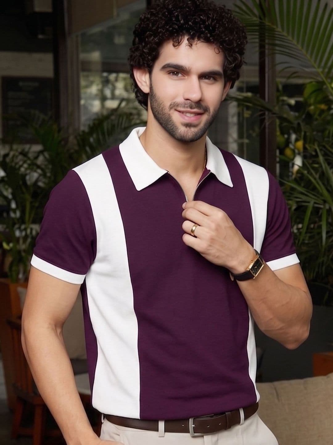 THE BEETEL HOUSE Men Colourblocked Polo Collar T-shirt - view 1