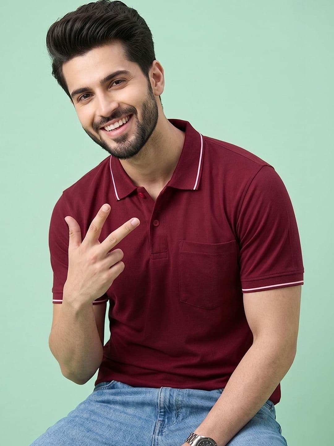 XFOX Men Polo Collar Pockets T-shirt - view 1