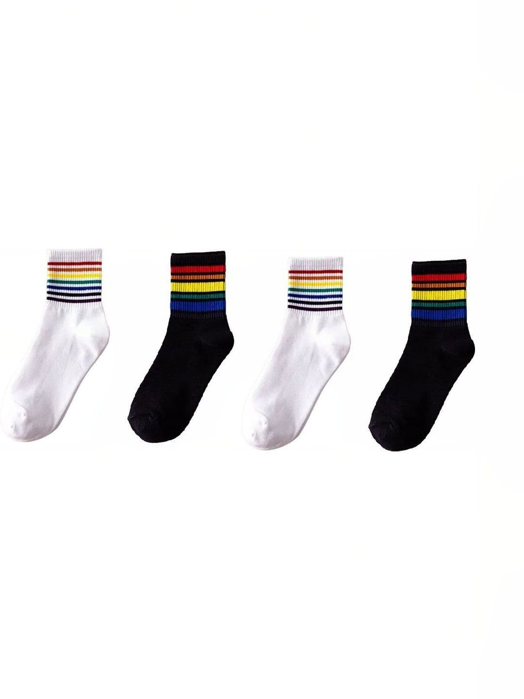 Faton Unisex Pack of 4 Cotton Striped Ankle Length Socks - view 1