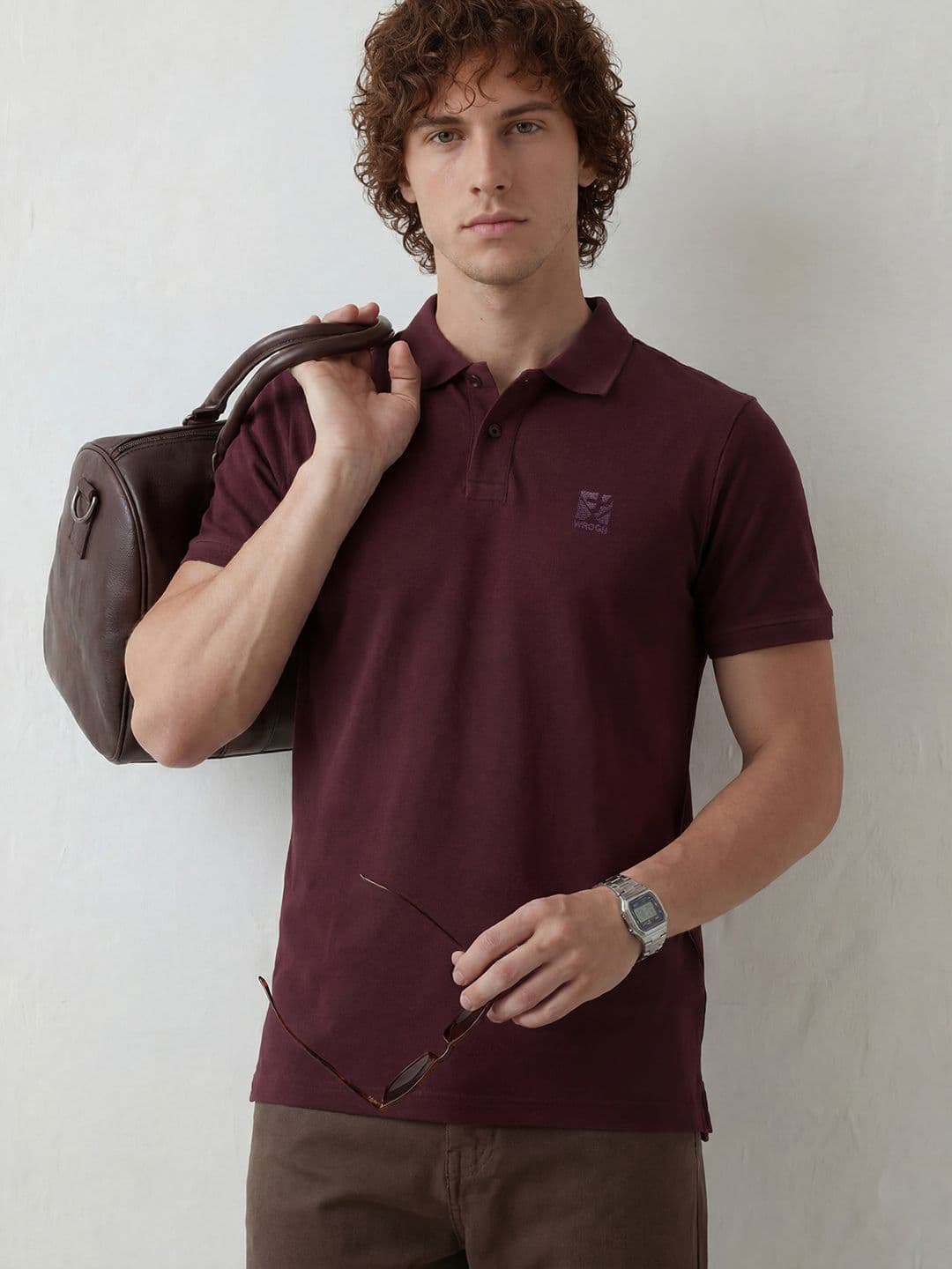 WROGN Pure Cotton Polo Collar Casual T-shirt - view 1