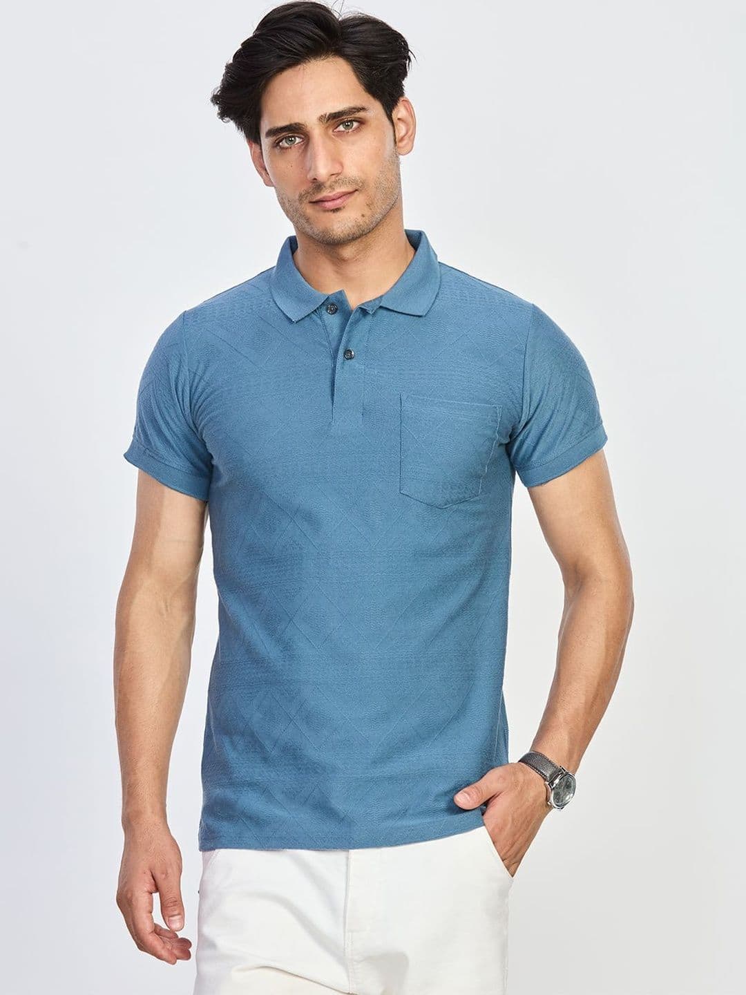 BE POSITIVE Men Polo Collar Pockets T-shirt - view 1