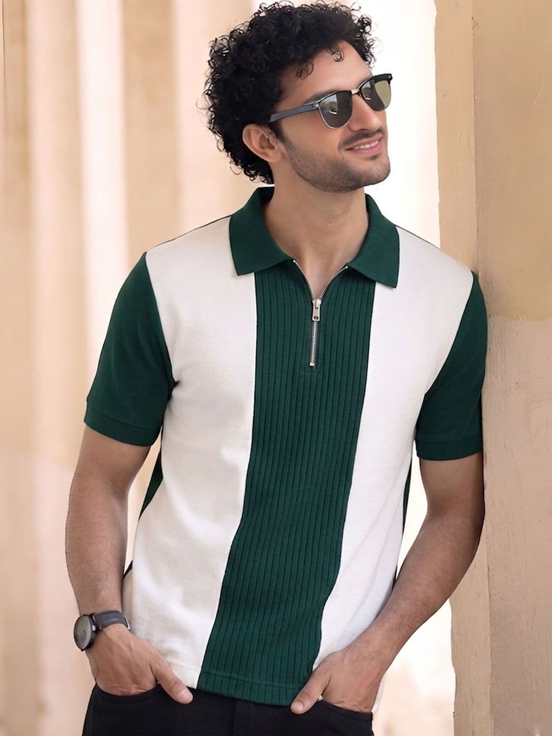 THE BEETEL HOUSE Men Colourblocked Polo Collar T-shirt - view 1