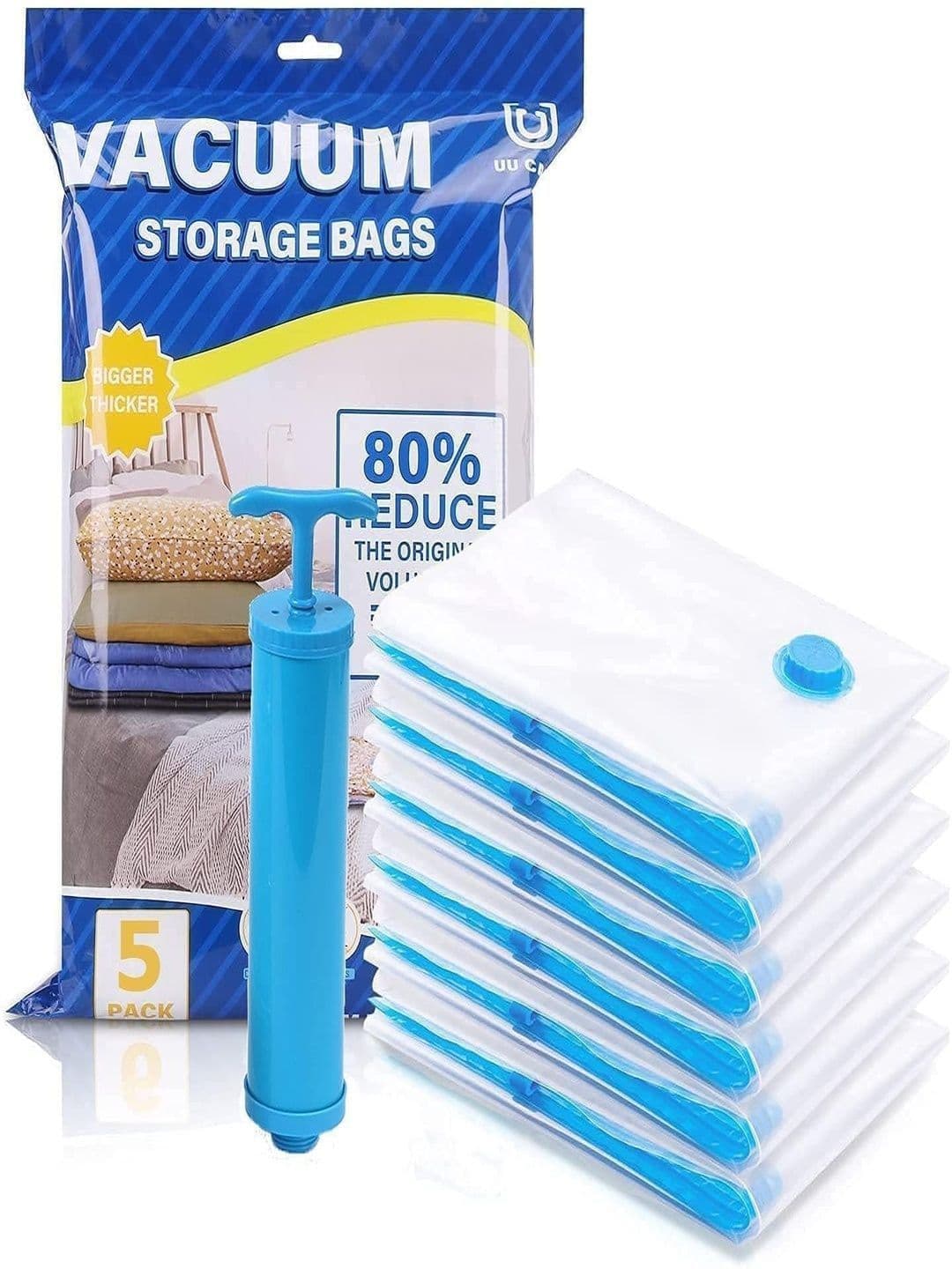 ARCADE TOYS 5Pcs White & Blue Vacuum Storage Bag - view 1