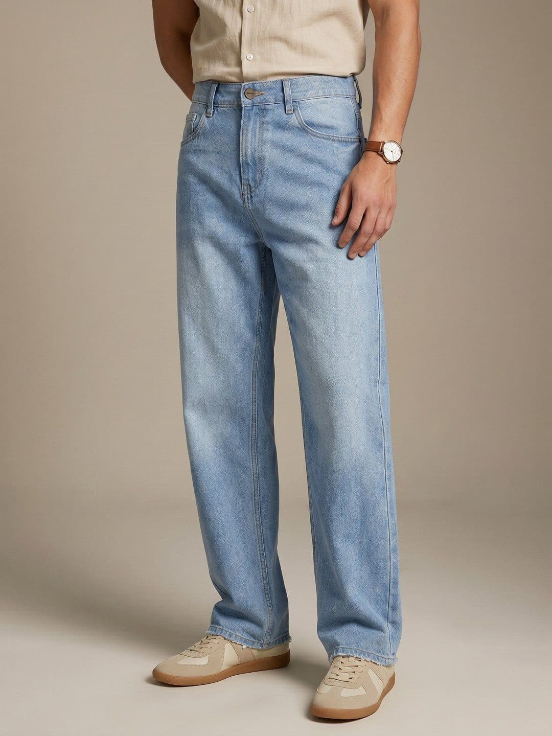 glitchez Men Baggy Light Fade Stretchable Jeans - view 1