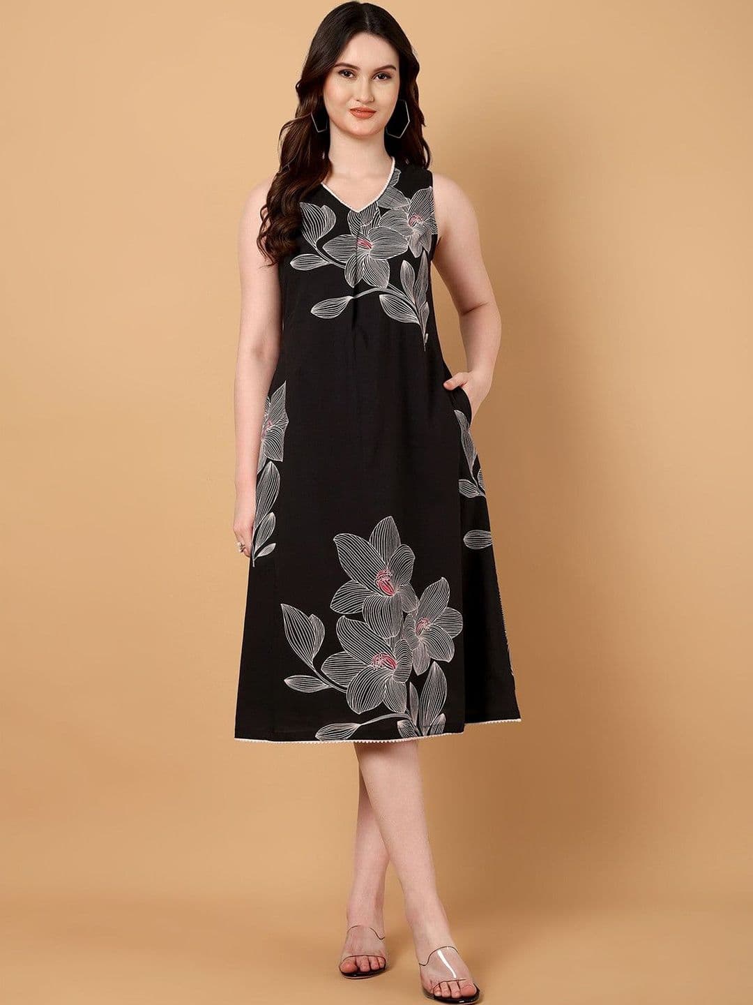Azira Print Fit & Flare Midi Dress - view 1