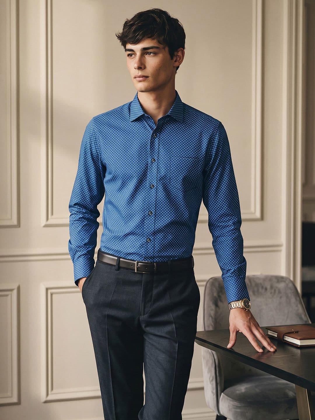 Van Heusen Checked Pure Cotton Formal Shirt - view 1