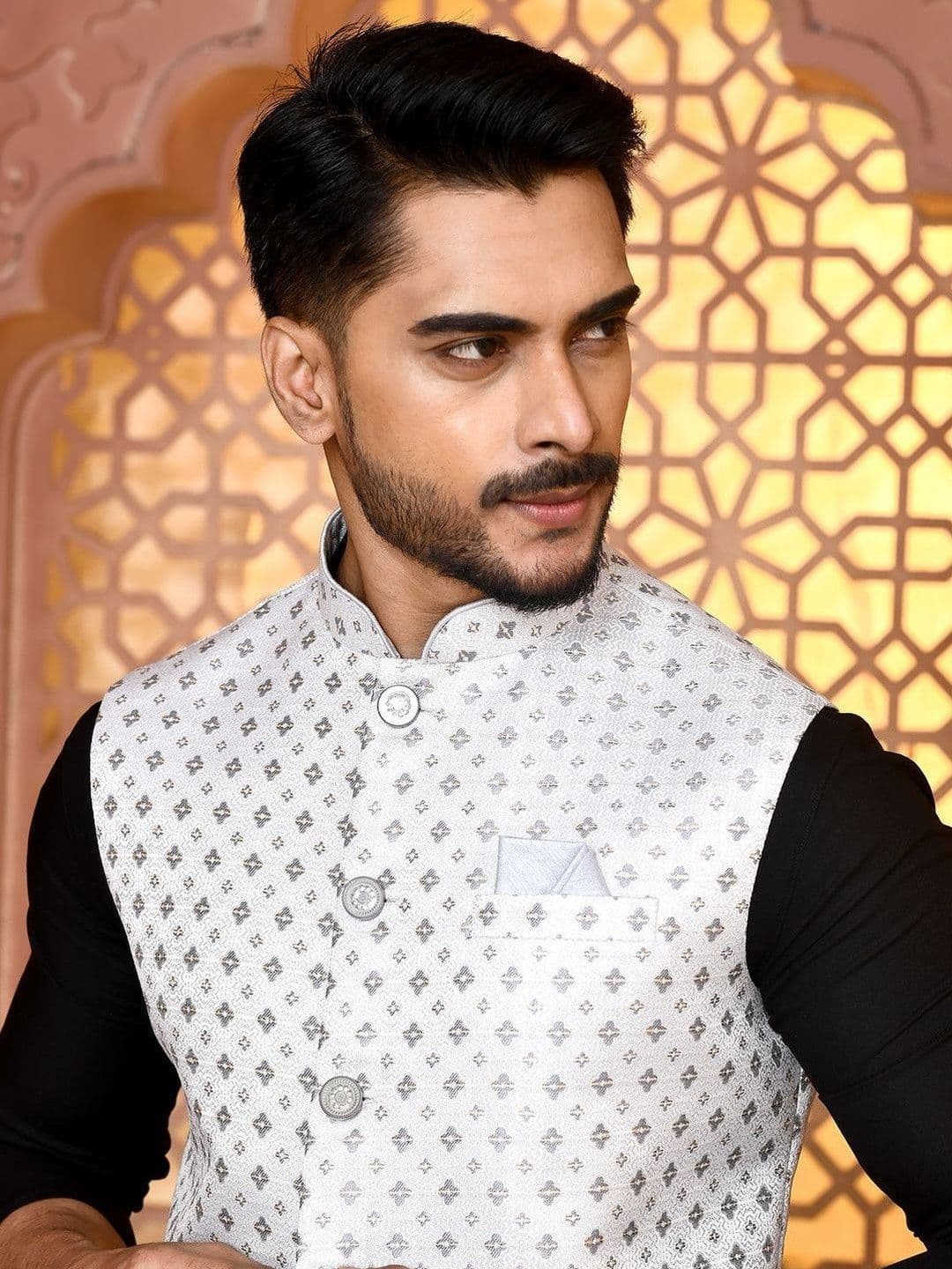WANAS Woven Design Art Silk Woven Nehru Jackets - view 1