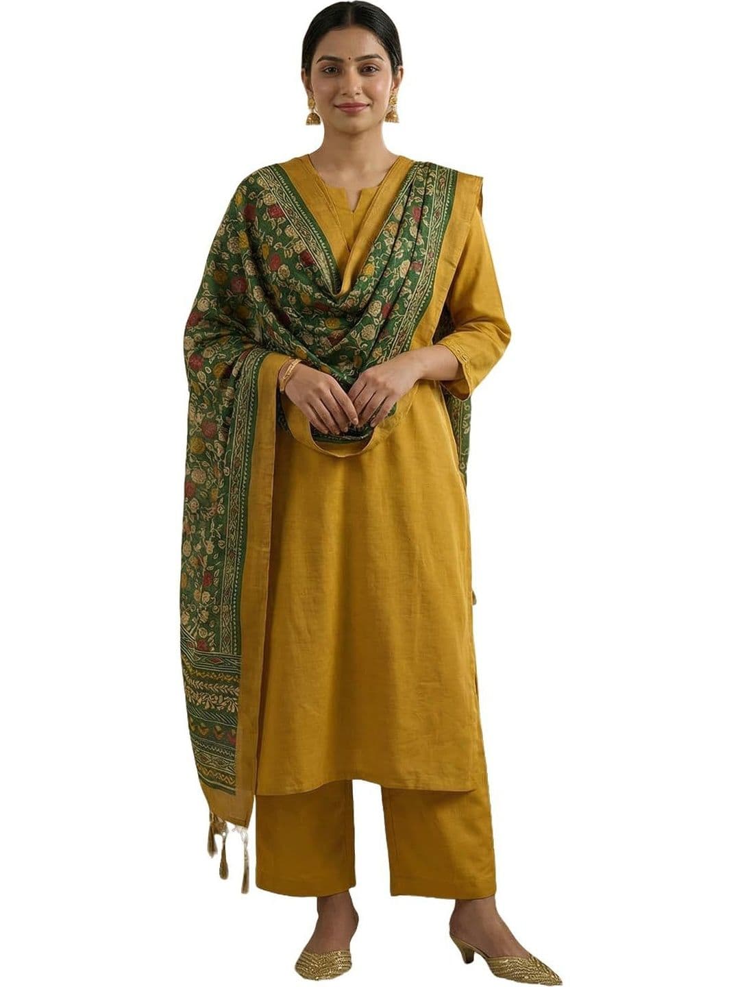KAHIRAA WHOLETEX Floral Block Printed Ajrakh Dupatta - view 1