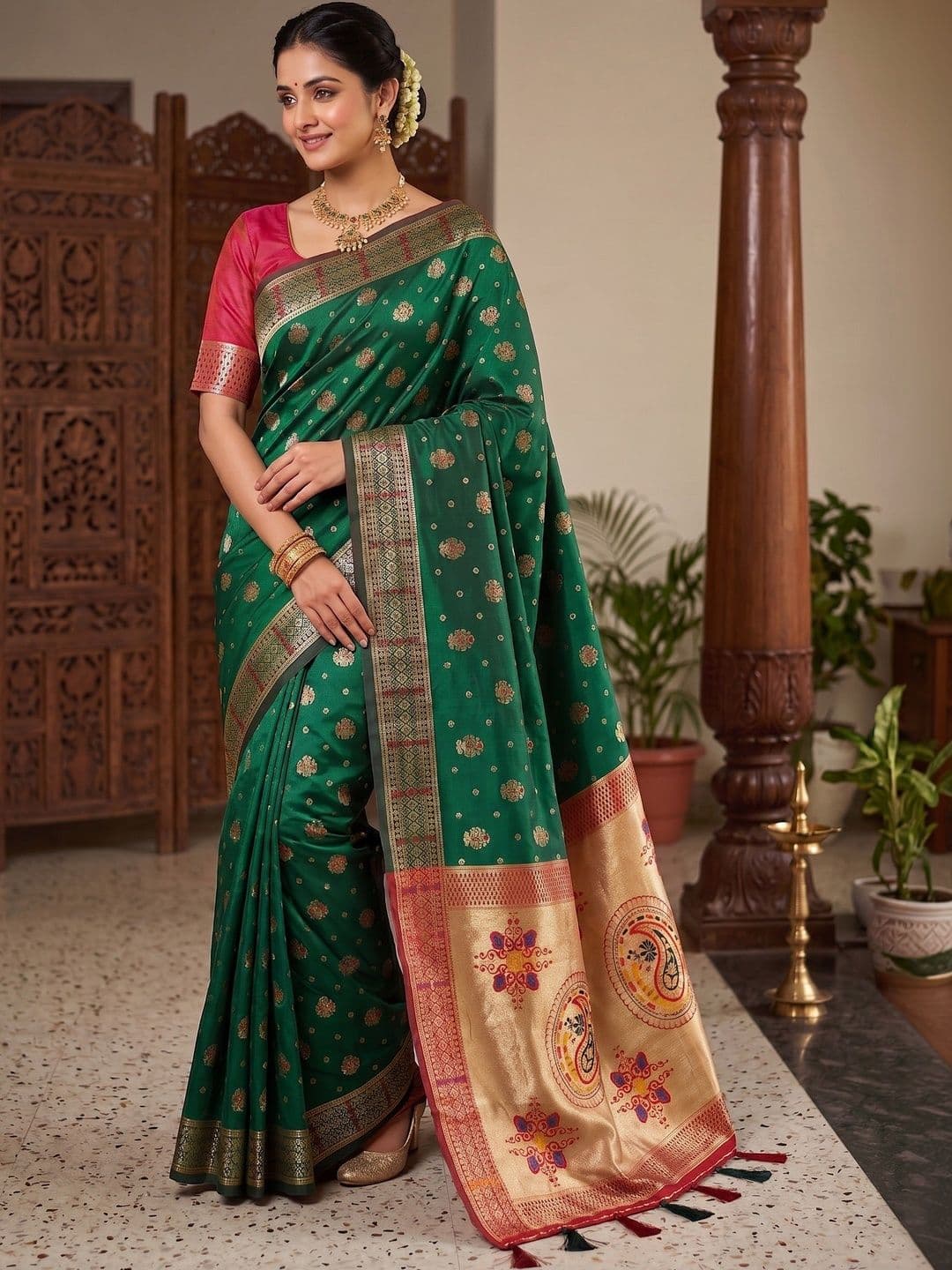 R K MANIYAR Woven Design Zari Silk Cotton Designer Patola Saree - view 1