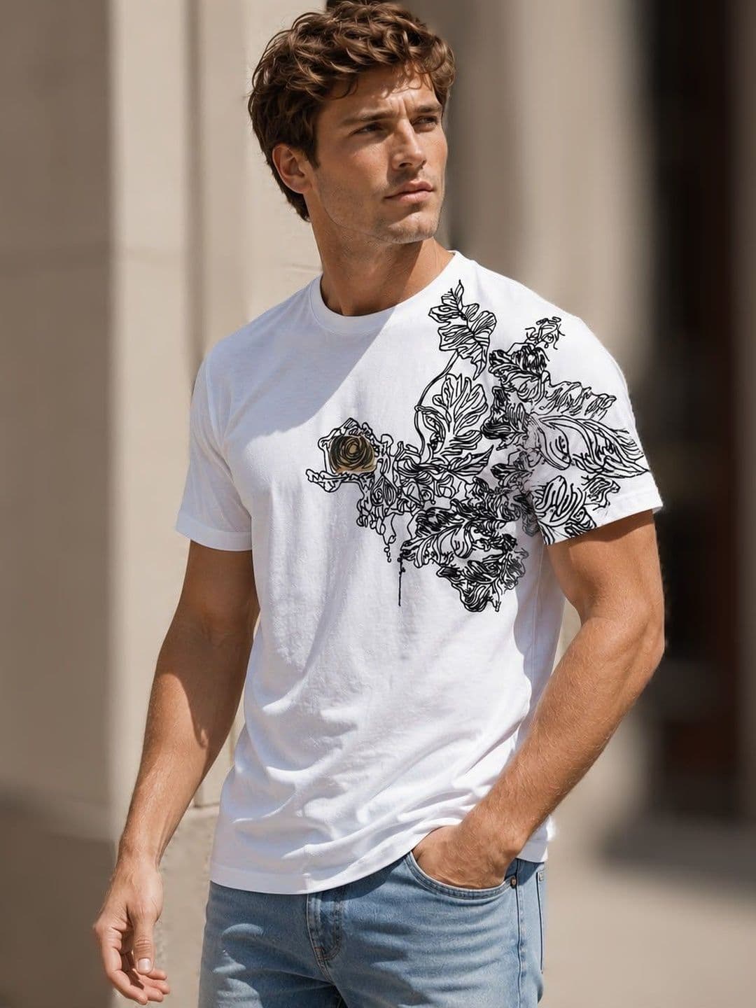 BIGCAPS Men Embroidered Round Neck Tshirt - view 1