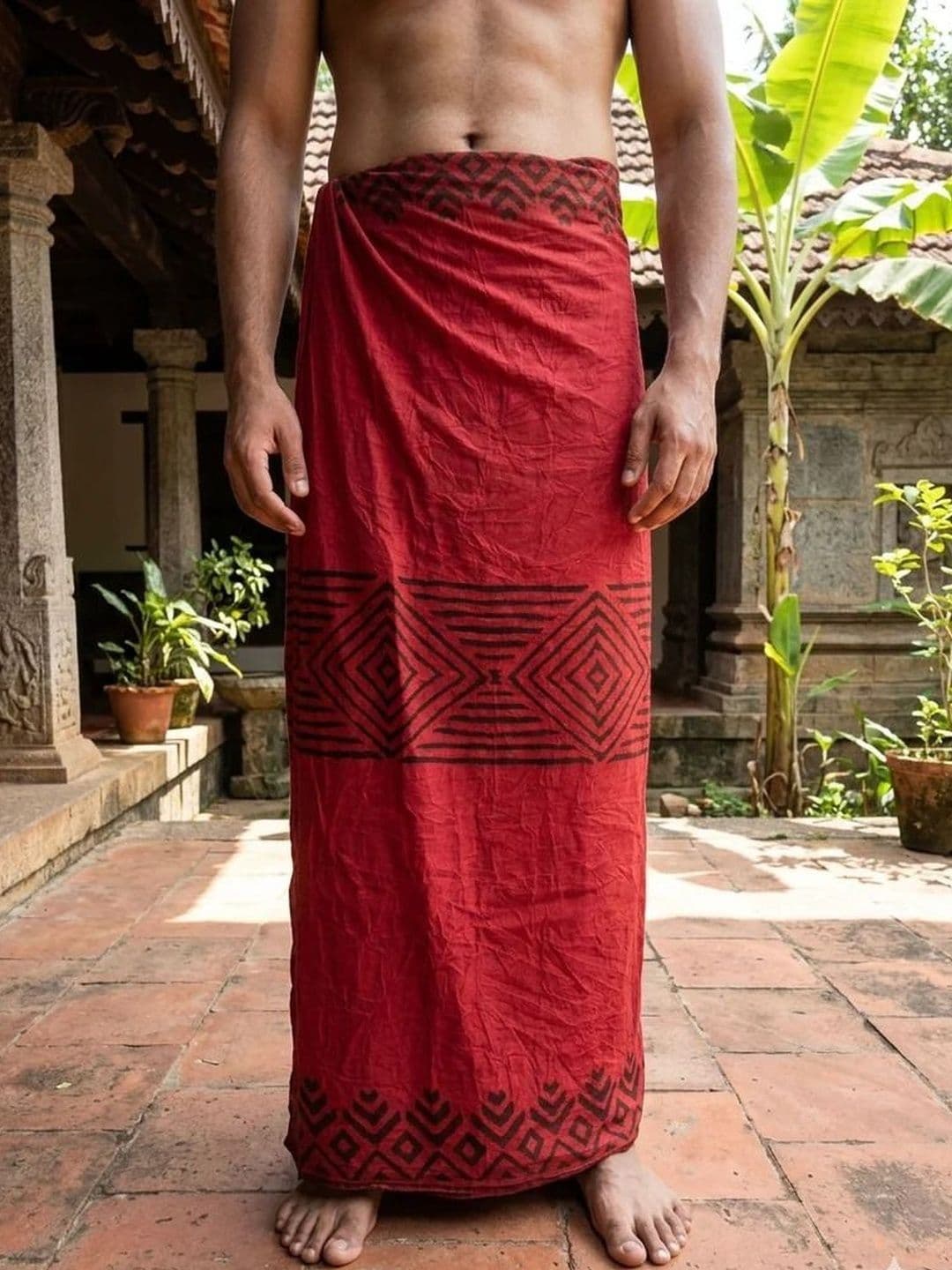 CRYSTAL HEAL Men Printed Cotton Blend Dhoti Dhotis - view 1