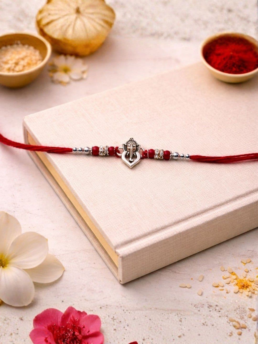 I Jewels Men Lord Ganesha Thread Rakhi with Roli Chawal & Raksha Bandhan Card - view 1