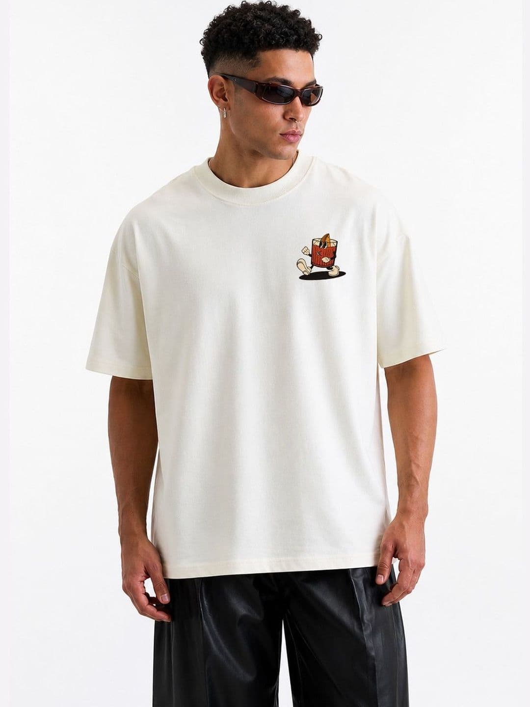 BRAHMOR Graphic Printed Round Neck Short Sleeves Oversized Cotton T-shirt - view 1