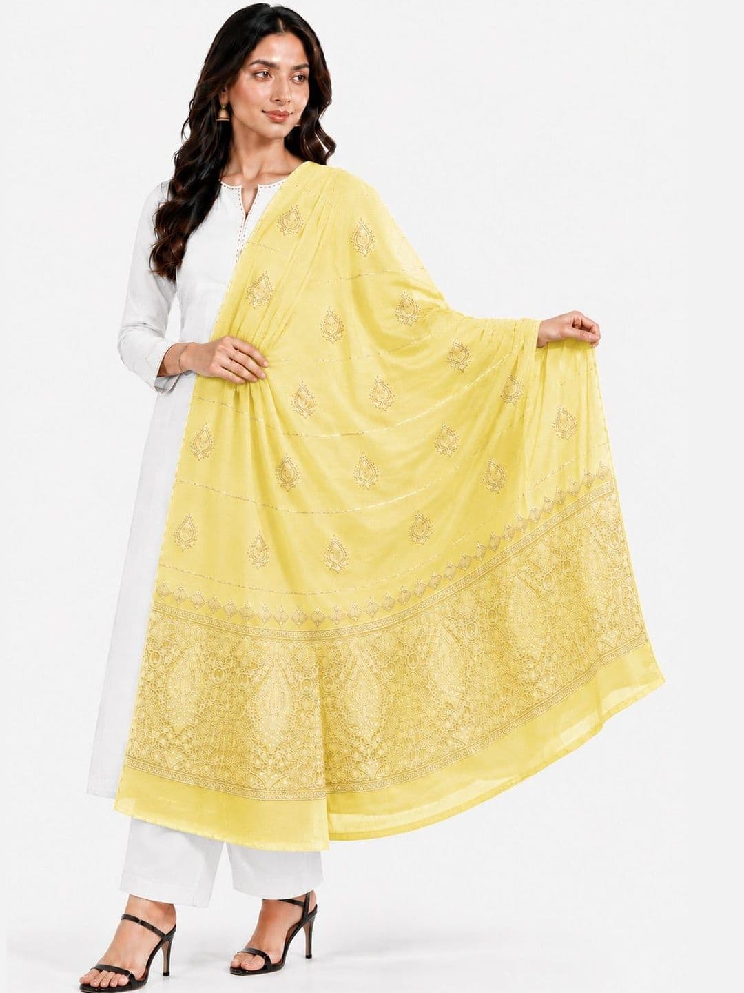 Ground Fashion Ethnic Motifs Embroidered Dupatta with Thread Work - view 1