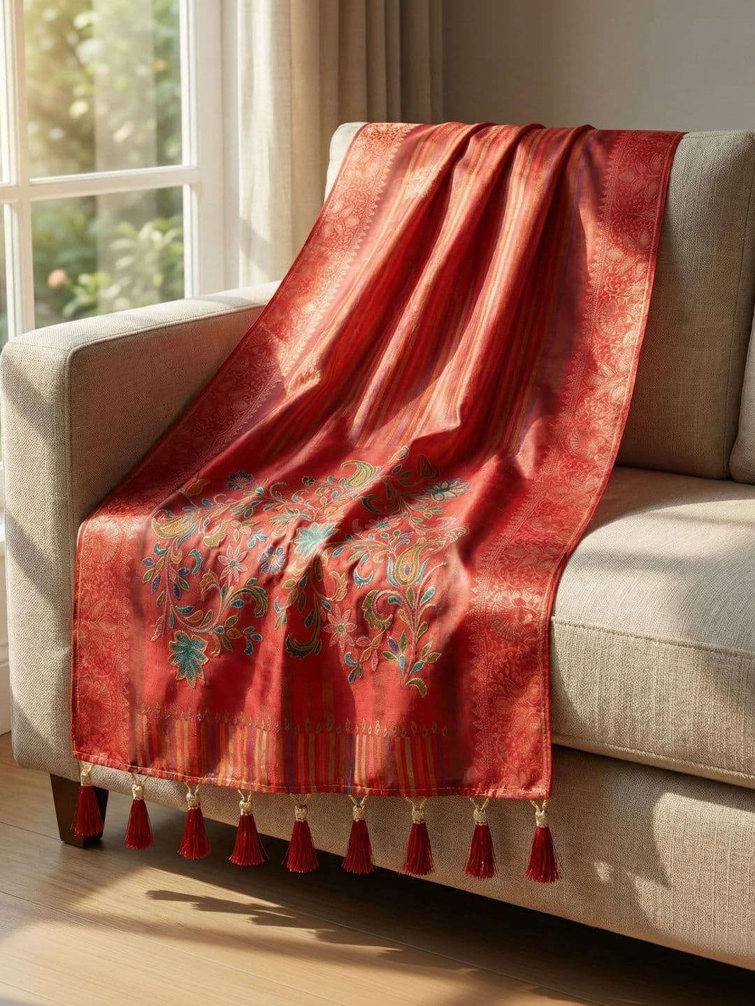 KAHIRAA WHOLETEX Ethnic Motifs Printed Dupatta with Thread Work - view 1