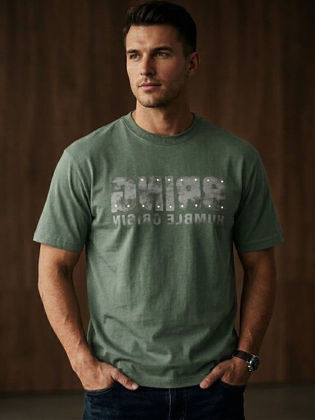 BIGCAPS Solid Round Neck T-Shirt - view 1