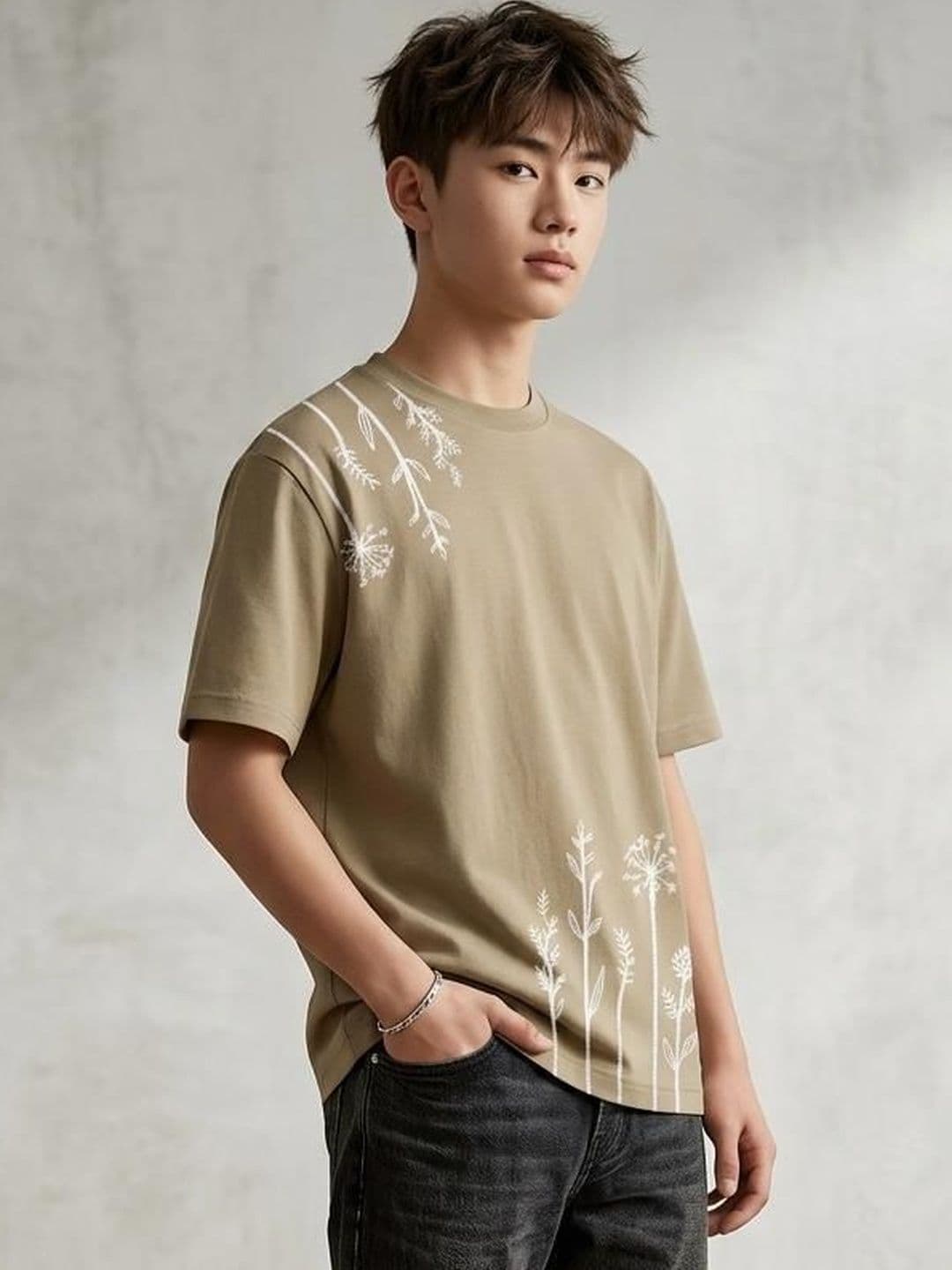 BIGCAPS Men Embroidered Cotton T-Shirt - view 1